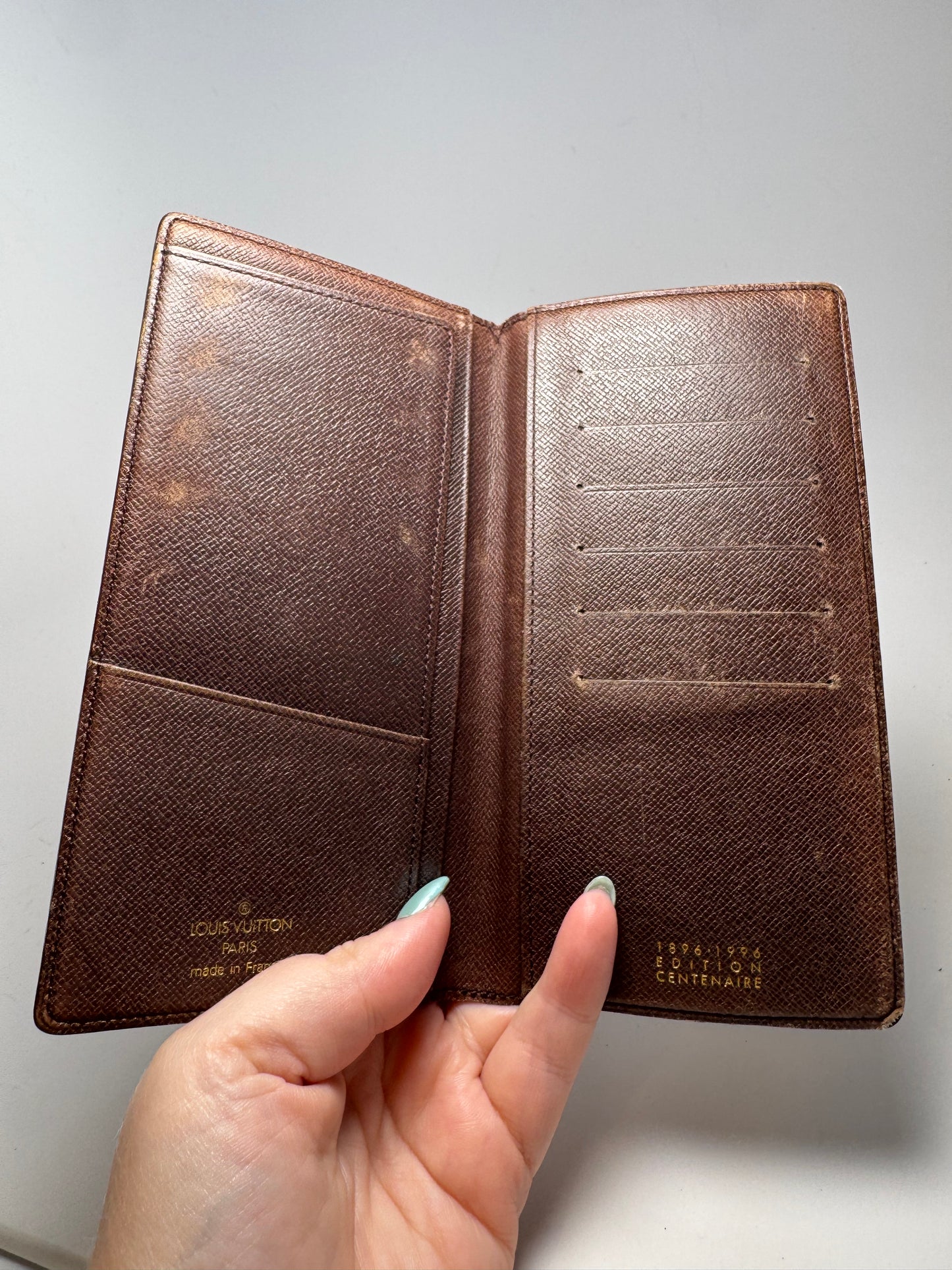Louis Vuitton Damier Ebene Porte Valeurs Wallet/Passport Cover- Fair Condition Centenaire Edition