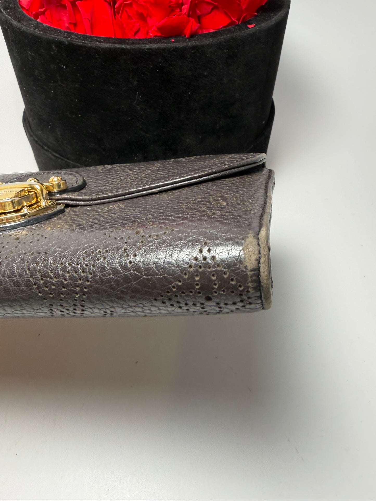 Louis Vuitton Mahina Amelia Wallet Black Leather Monogram Embossed