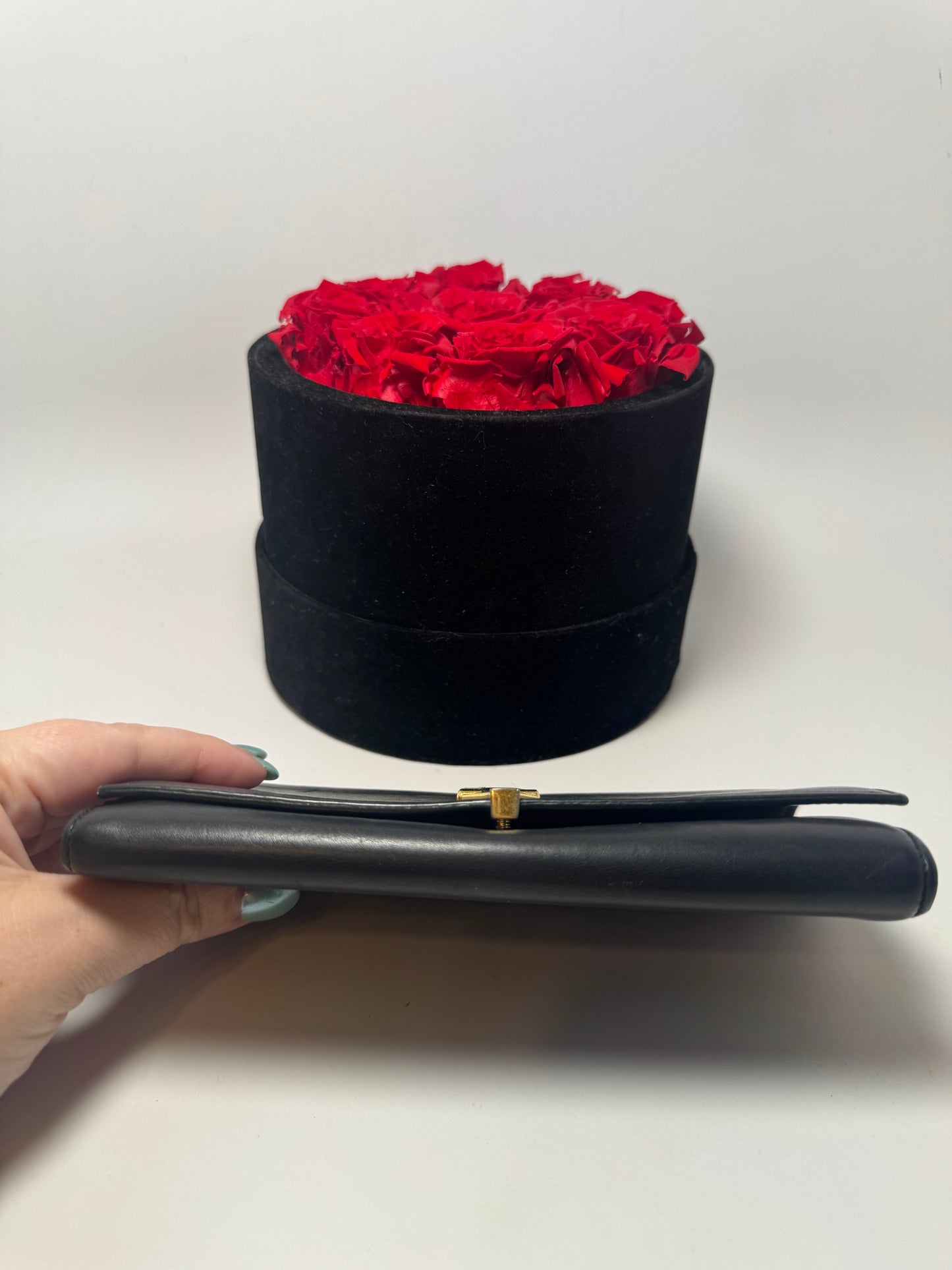 Yves Saint Laurent Black Leather Clutch w/Gold