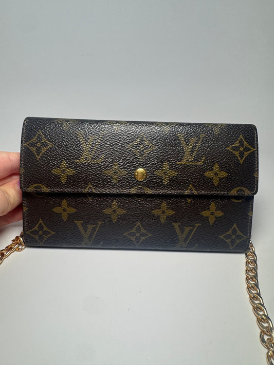 Louis Vuitton Porte Monnaie Tresor Wallet Monogram Wallet on Chain- Made in USA 1995