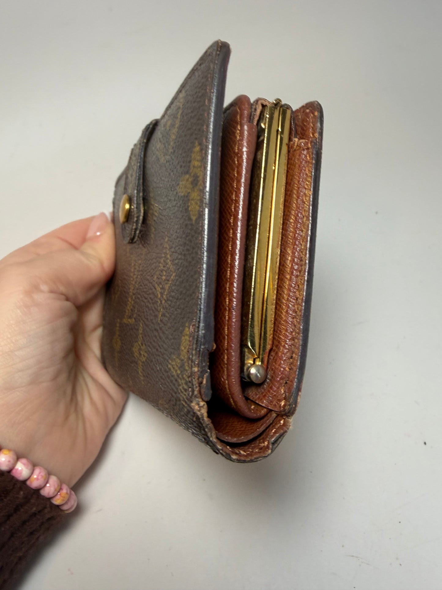 Louis Vuitton French Purse Monogram Kiss Lock Wallet
