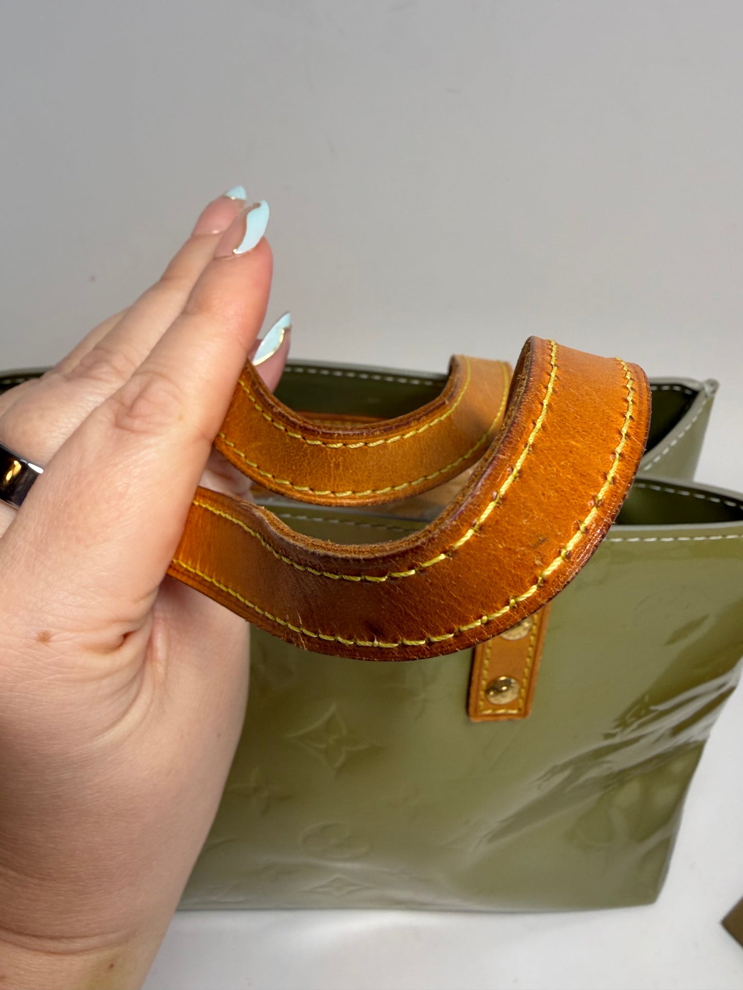Louis Vuitton Reade PM Pistachio Green Vernis Leather Monogram Mini Tote