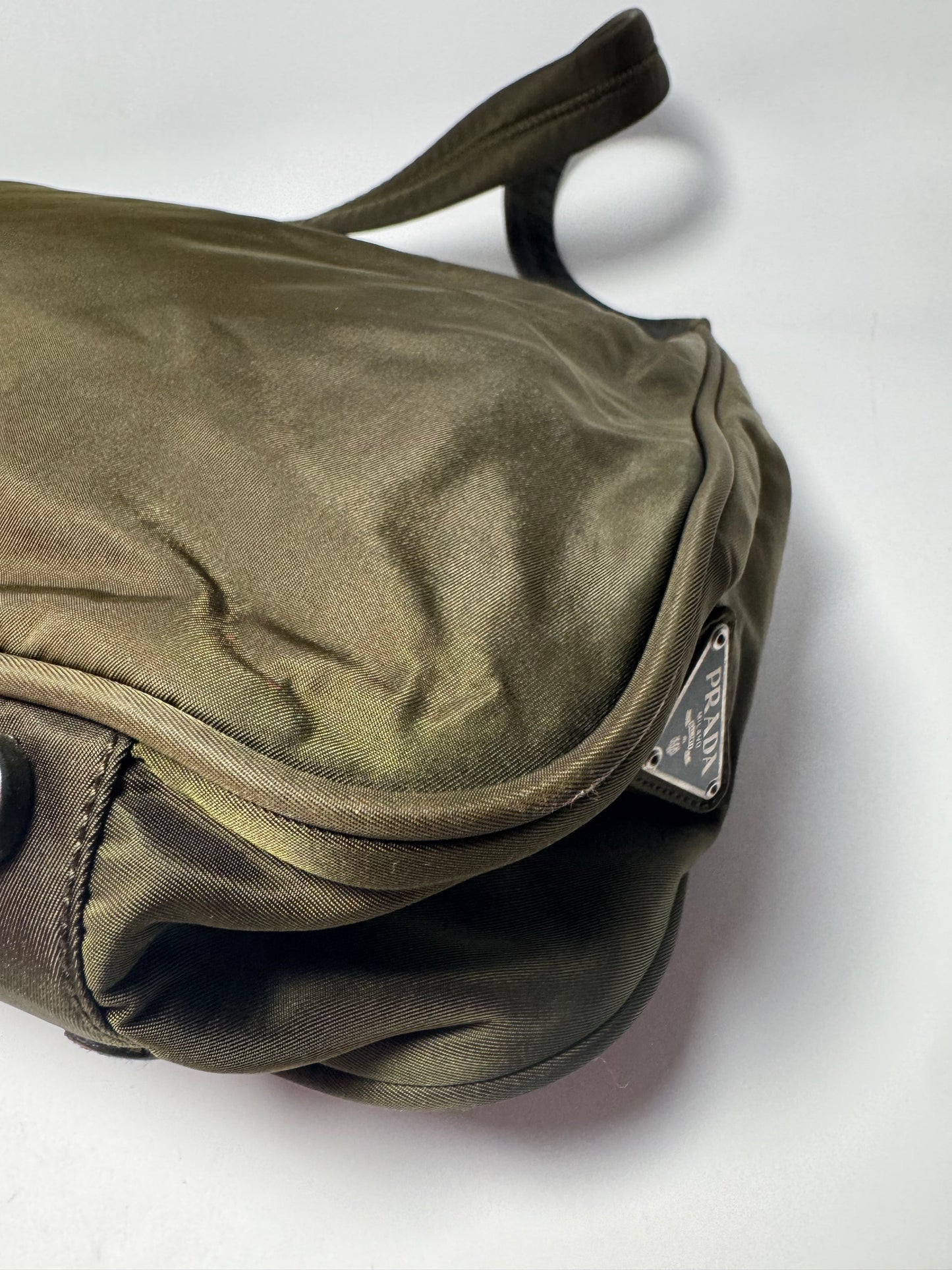 Prada Olive Green Nylon Shoulder Bag