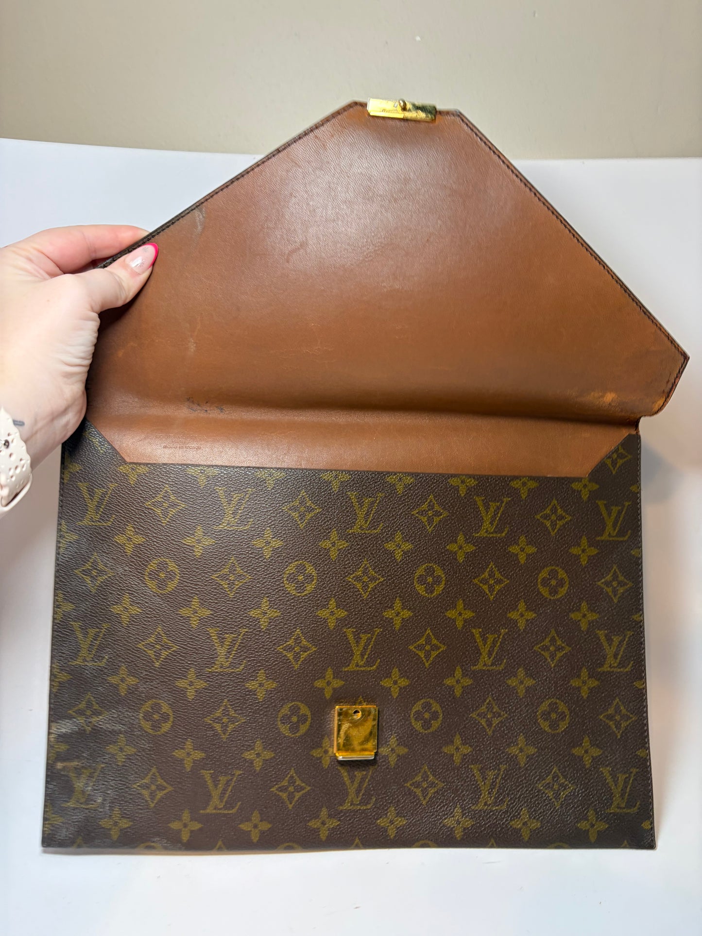 Louis Vuitton Monogram Poche Plate Envelope Clutch/Laptop Holder/Document Holder Vintage
