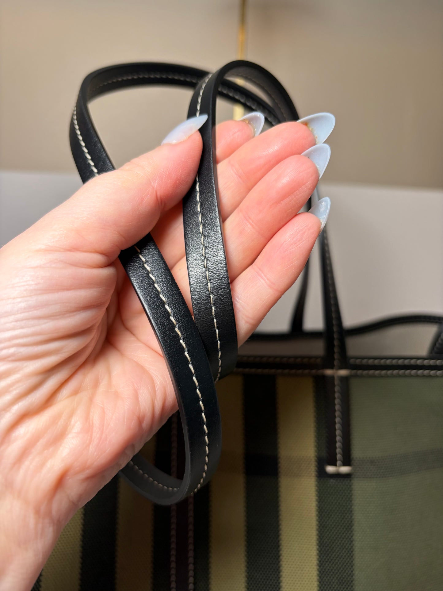 Burberry Check Canvas Tote Green & Khaki and Wristlet