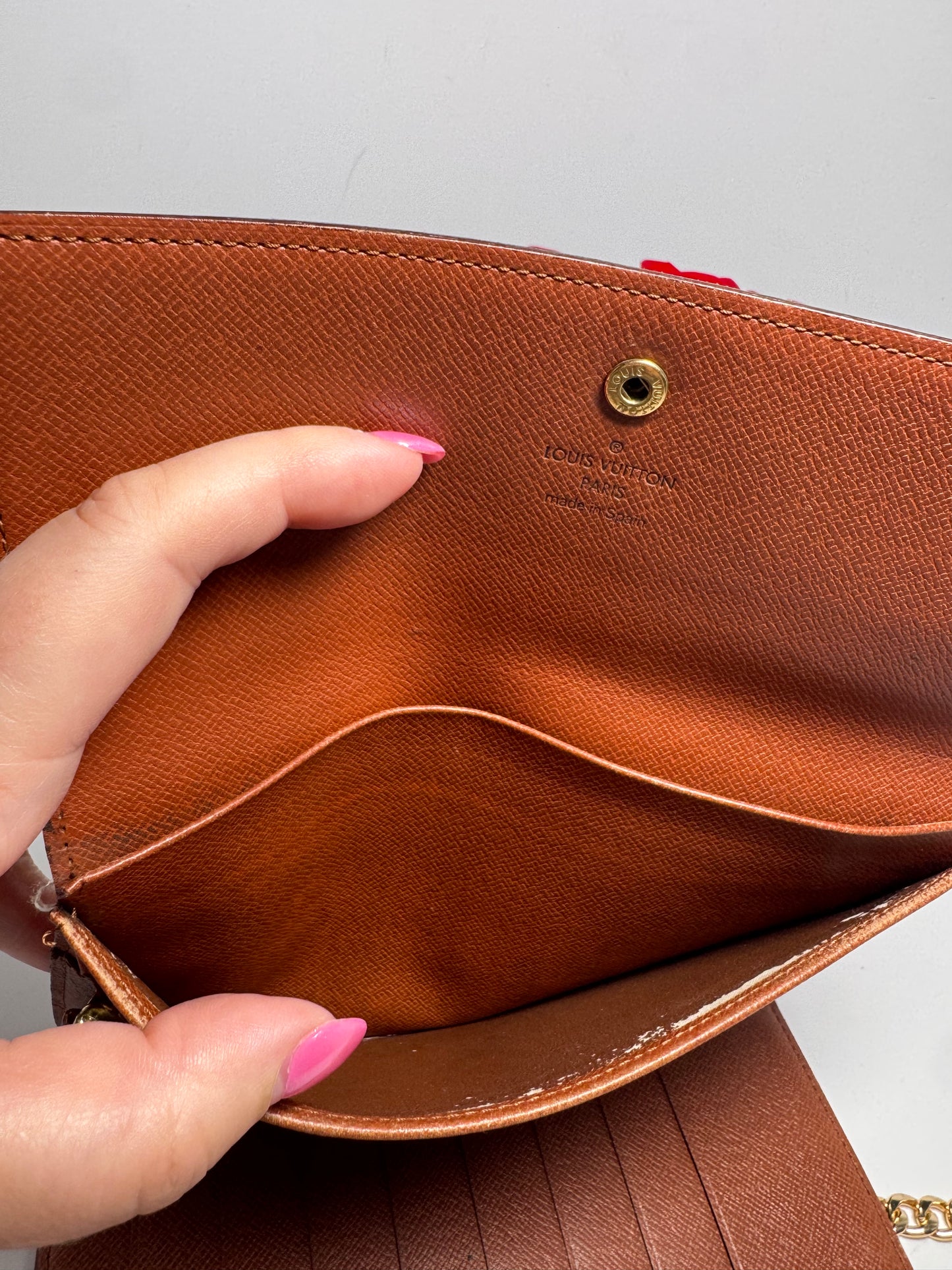 Louis Vuitton Pochette Trifold Wallet On Chain in Monogram/Passport Holder Made in Spain in July 1996