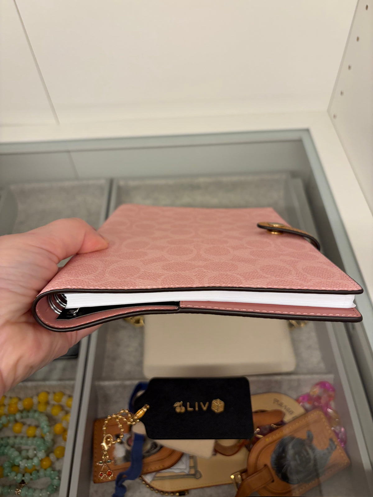 Coach Powder Pink Notebook Signature Print