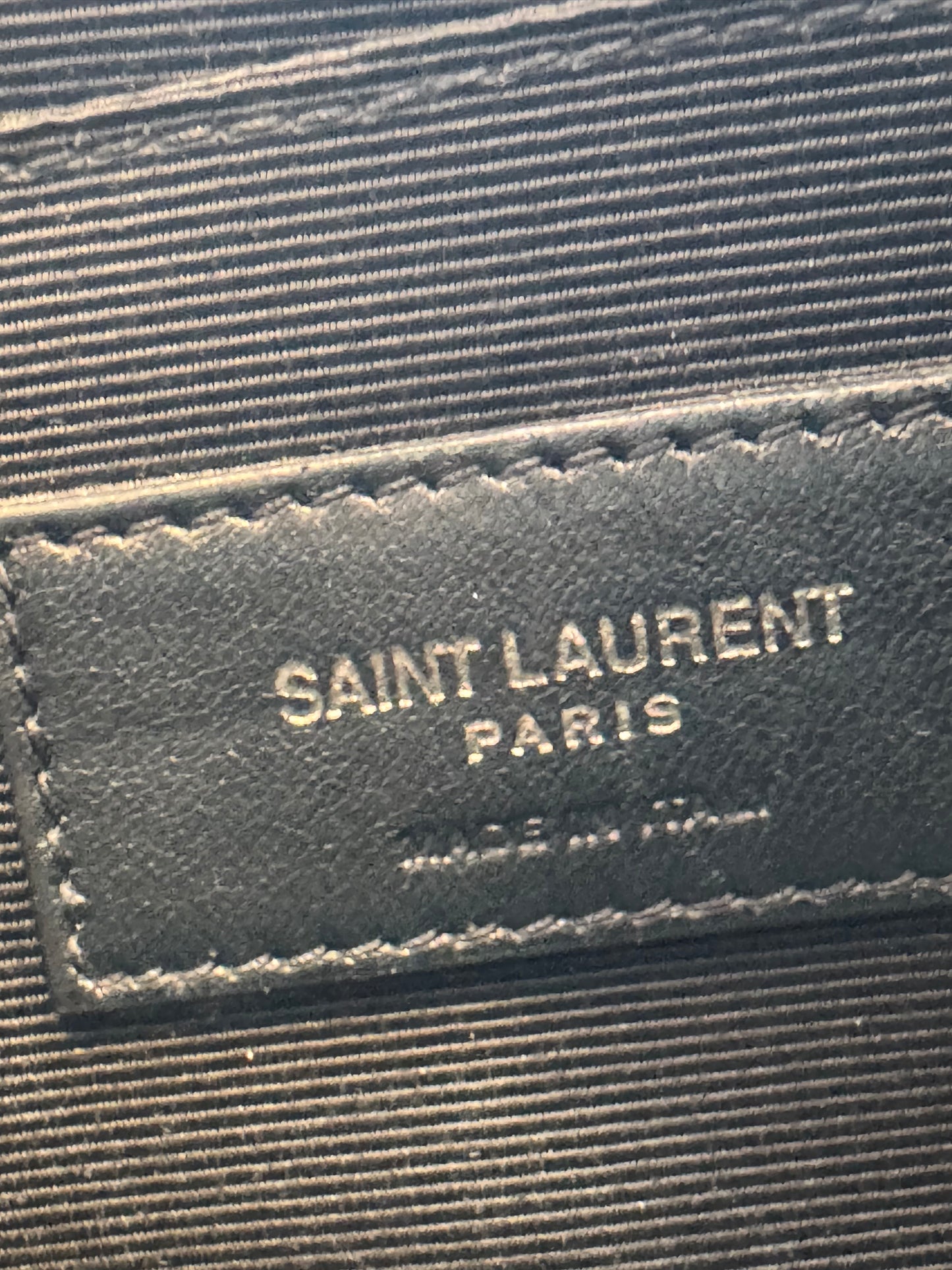 Saint Laurent Crocodile Embossed Black Leather Clutch