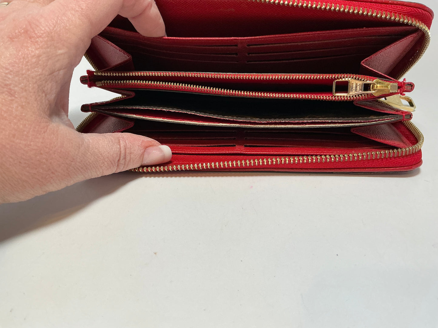 Louis Vuitton Retiro Monogram & Red Leather Wallet