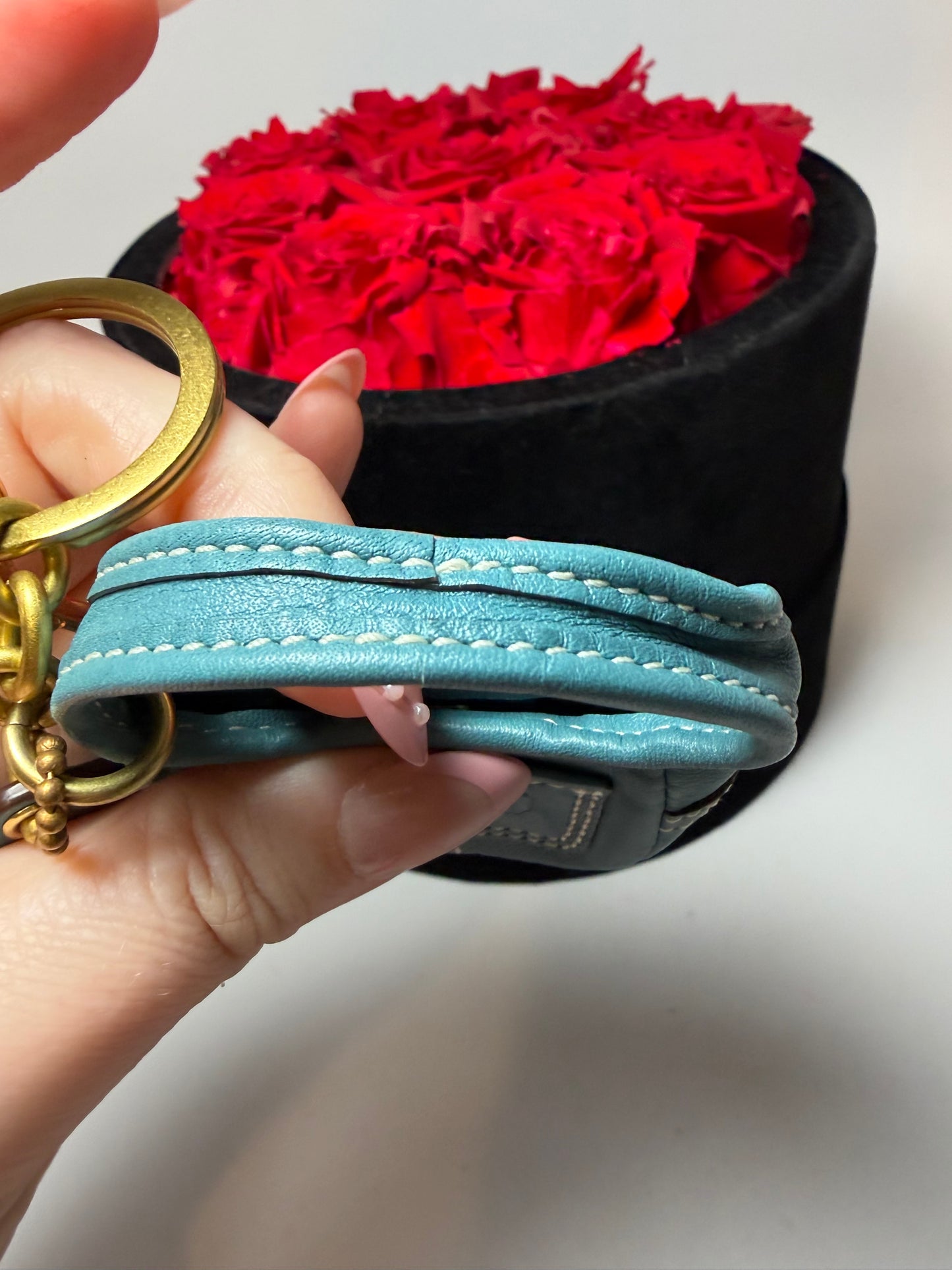 Vintage Coach Mini Hobo Ergo Key Ring/Bag Charm Blue Leather Mini Bag