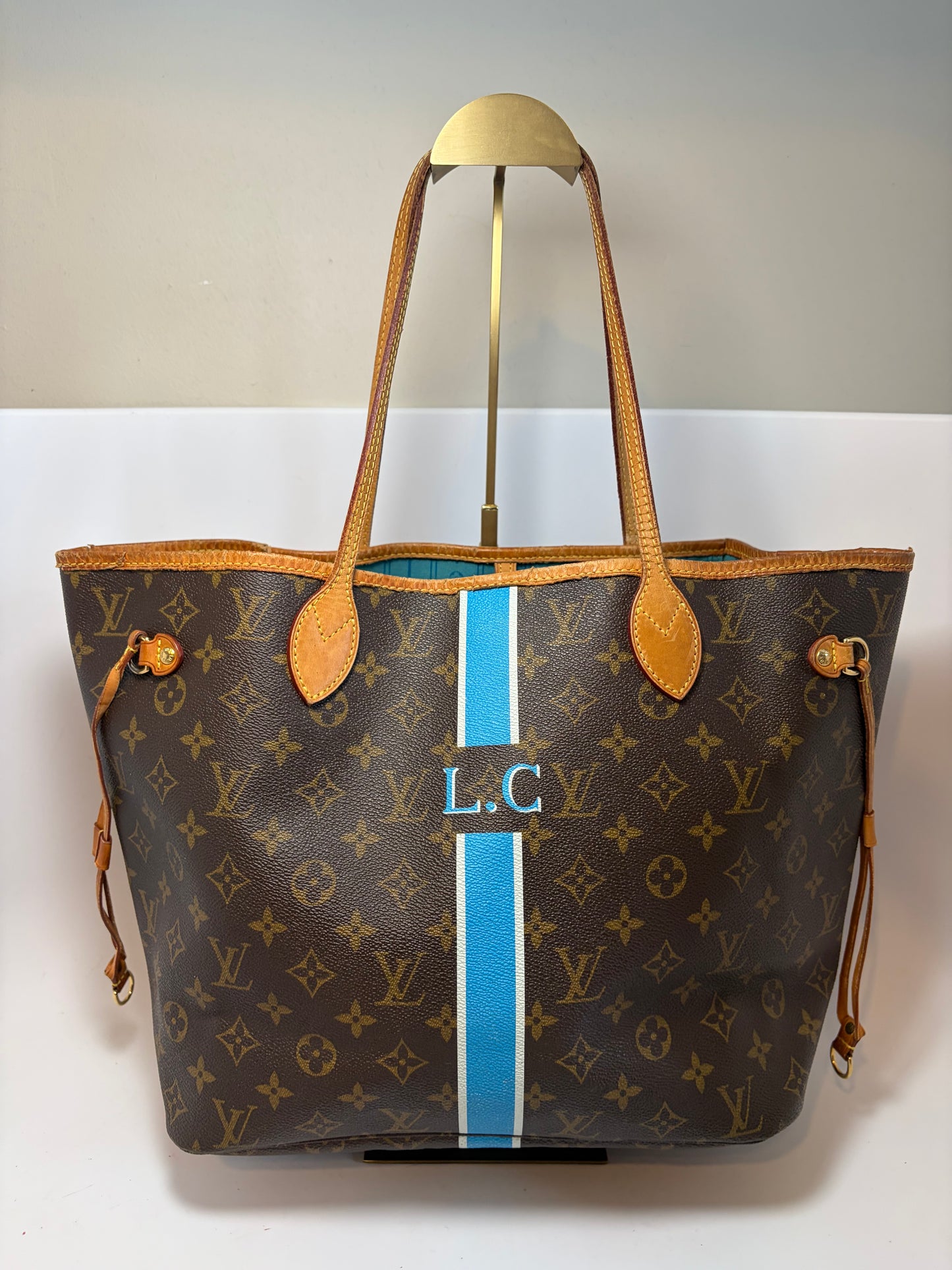 Louis Vuitton Neverfull MM Tote– My Heritage Monogram Custom Stripe & Initials Comes with Legit App COA
