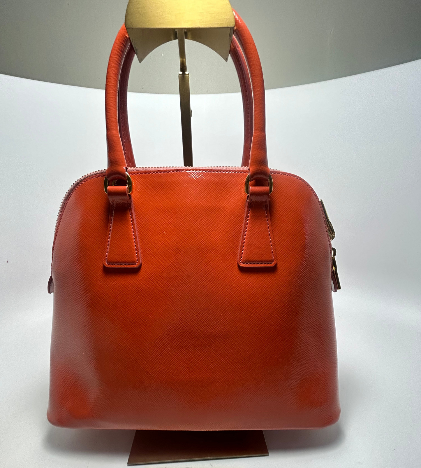 Prada Orange Small Saffiano Leather Hand Bag