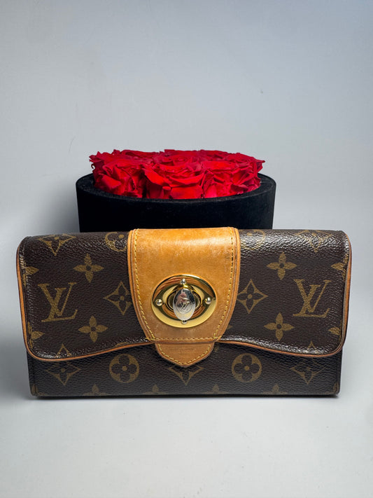Louis Vuitton Portefeuille Boetie Wallet Turn Lock Closure Monogram & Vachetta Leather Made in Spain in 2010