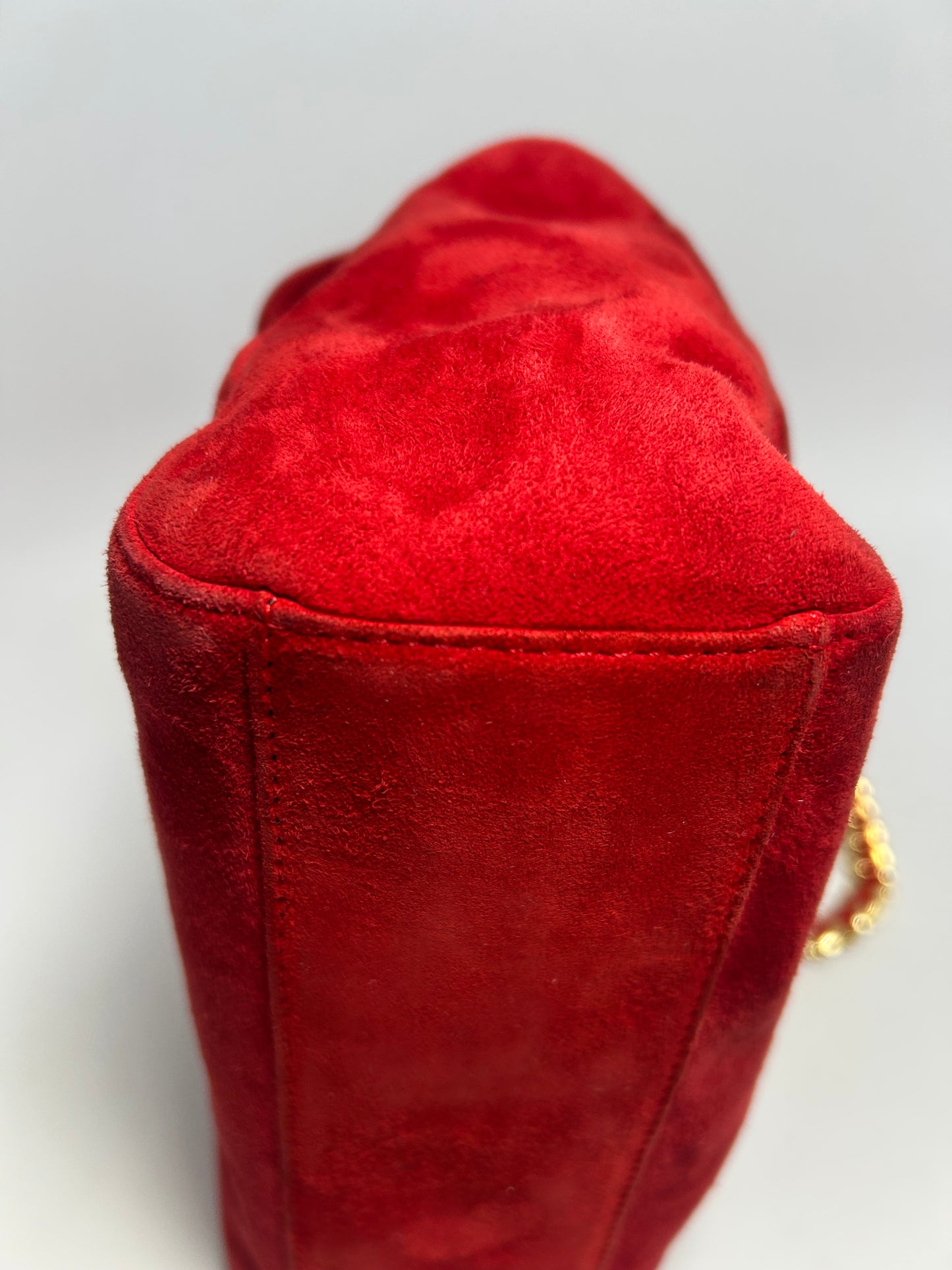 Prada Red Suede Chain Shoulder Bag