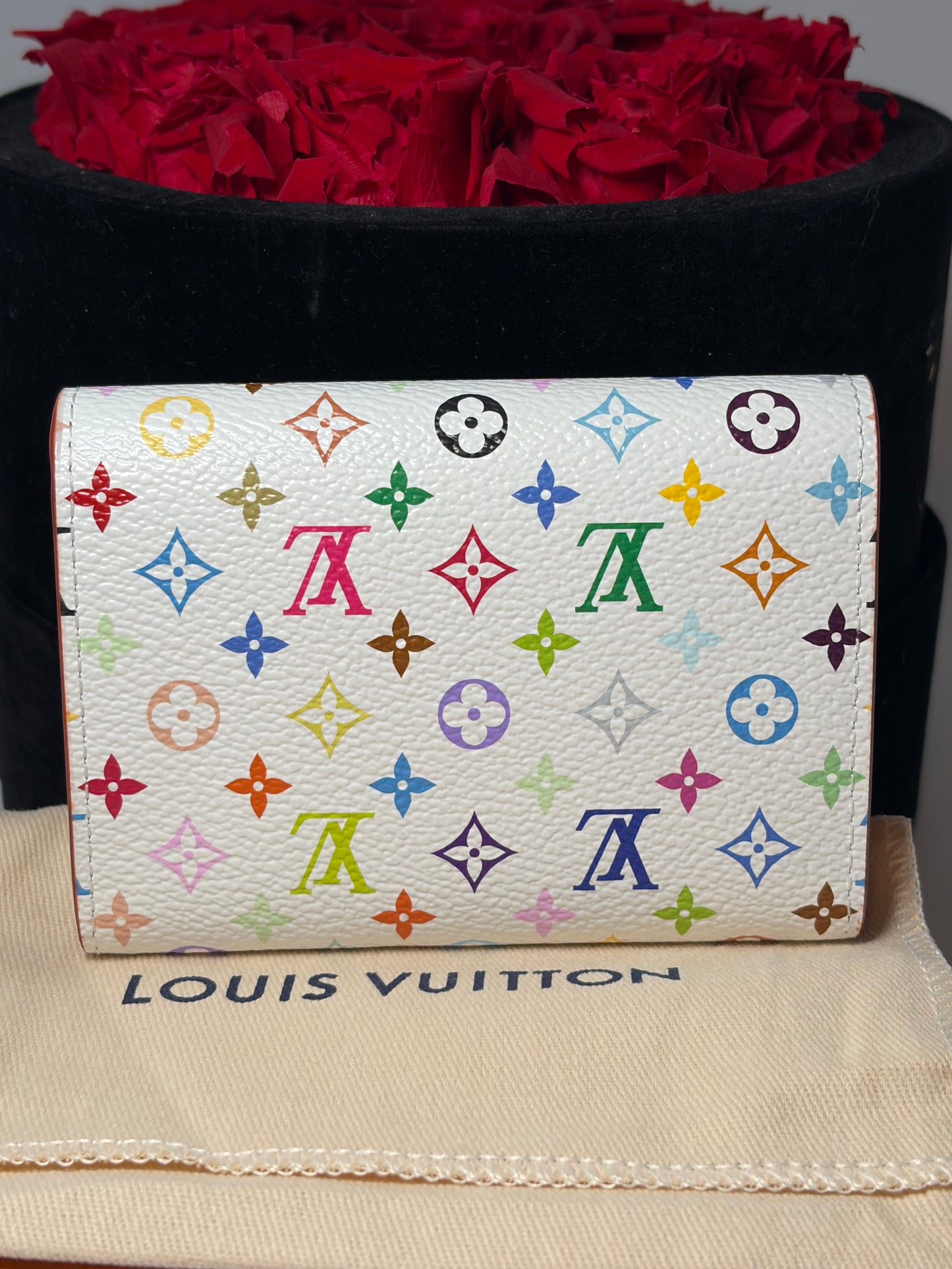 Louis Vuitton LV X TM Rosalie Coin Purse Multicolor Canvas with Hot Pink Interior NEW