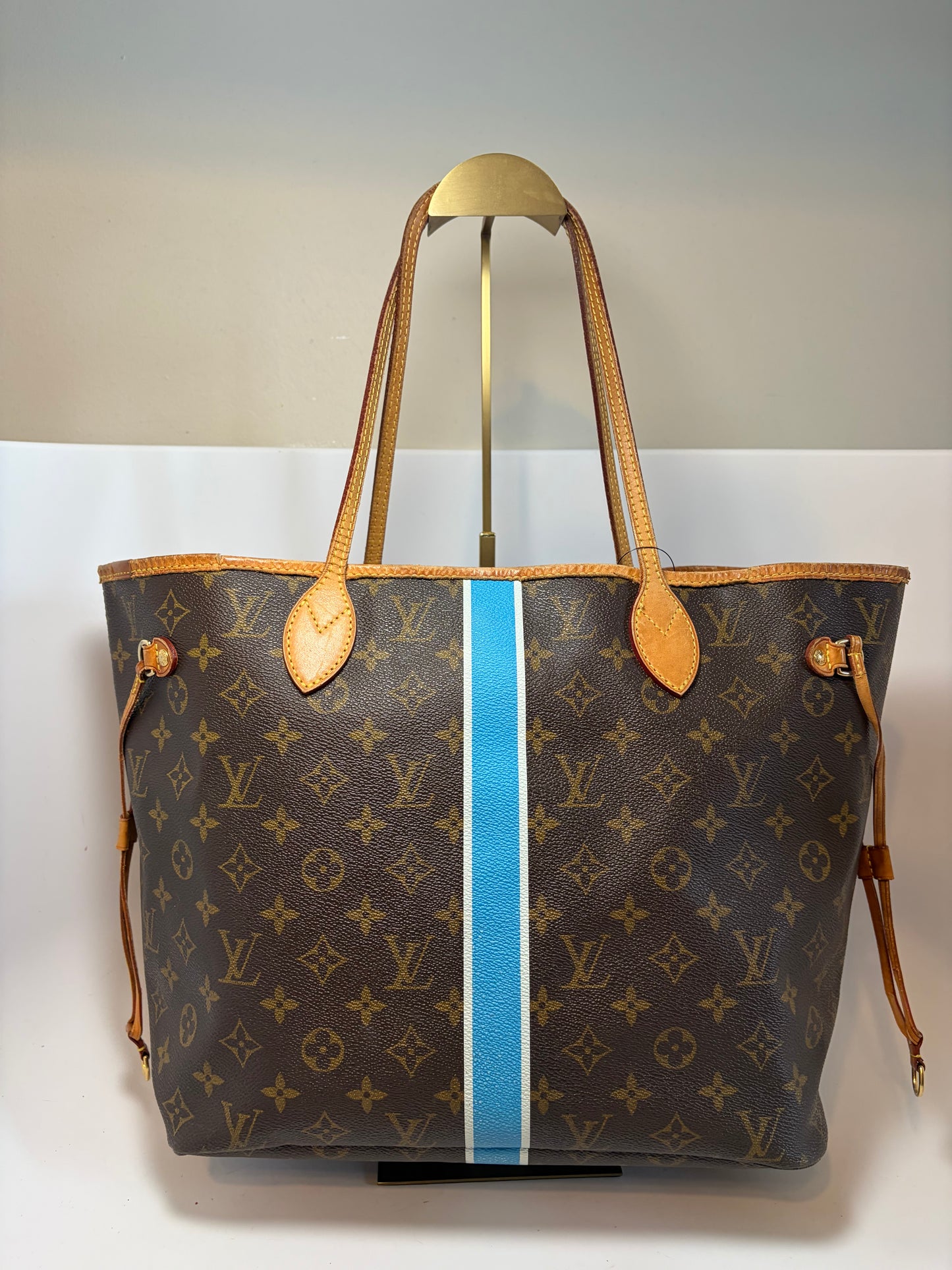 Louis Vuitton Neverfull MM Tote– My Heritage Monogram Custom Stripe & Initials Comes with Legit App COA