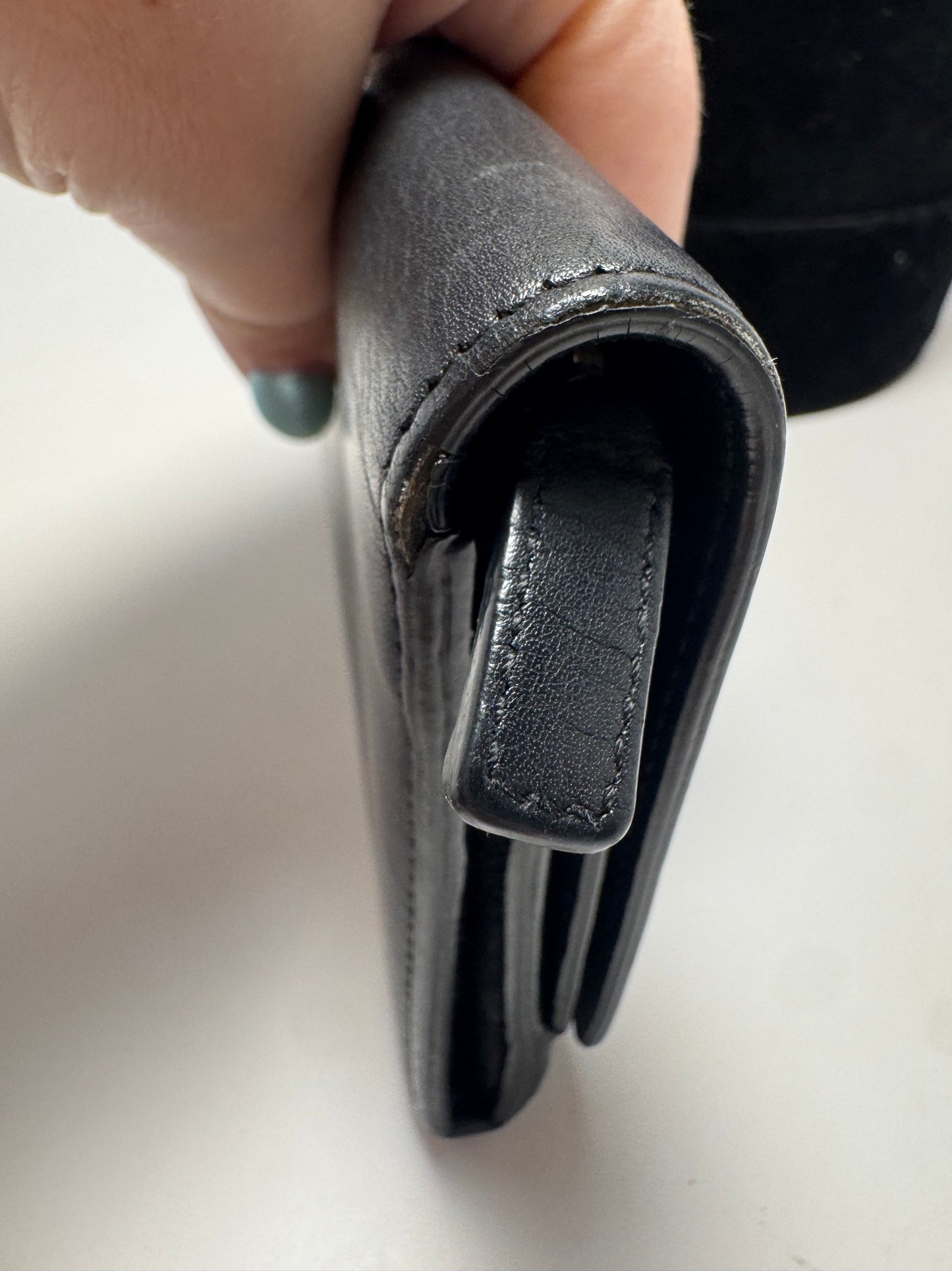 Yves Saint Laurent Black Leather Clutch w/Gold