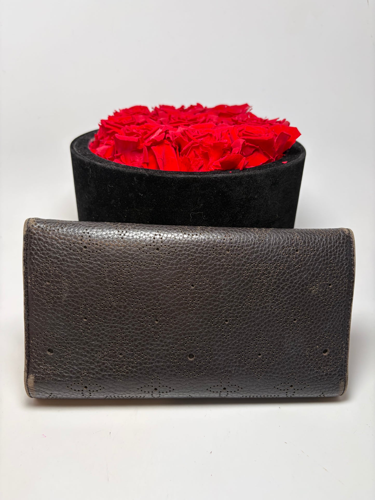 Louis Vuitton Mahina Amelia Wallet Black Leather Monogram Embossed