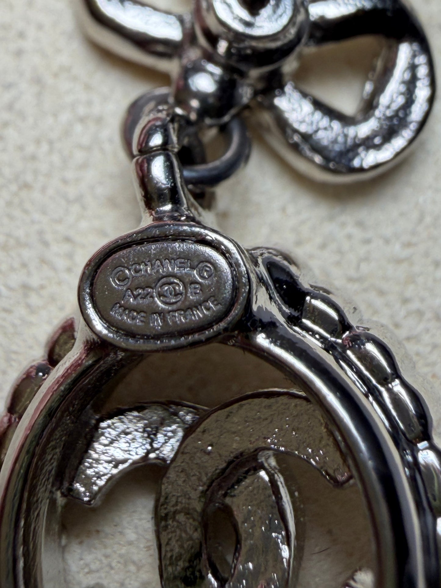 Chanel Coco Mark Ribbon Motif Crystal Post Earrings