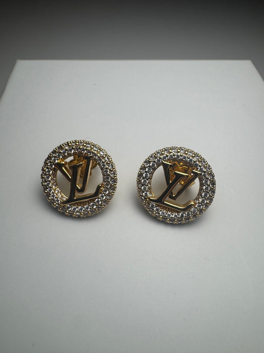Louis Vuitton Louise by Night Earrings Gold & Crystal
