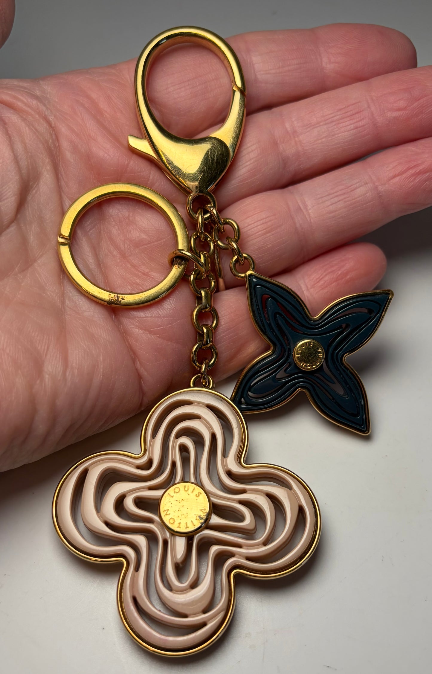 Louis Vuitton Resin Naïf Flower Pink, Black & Gold Bag Charm w/box