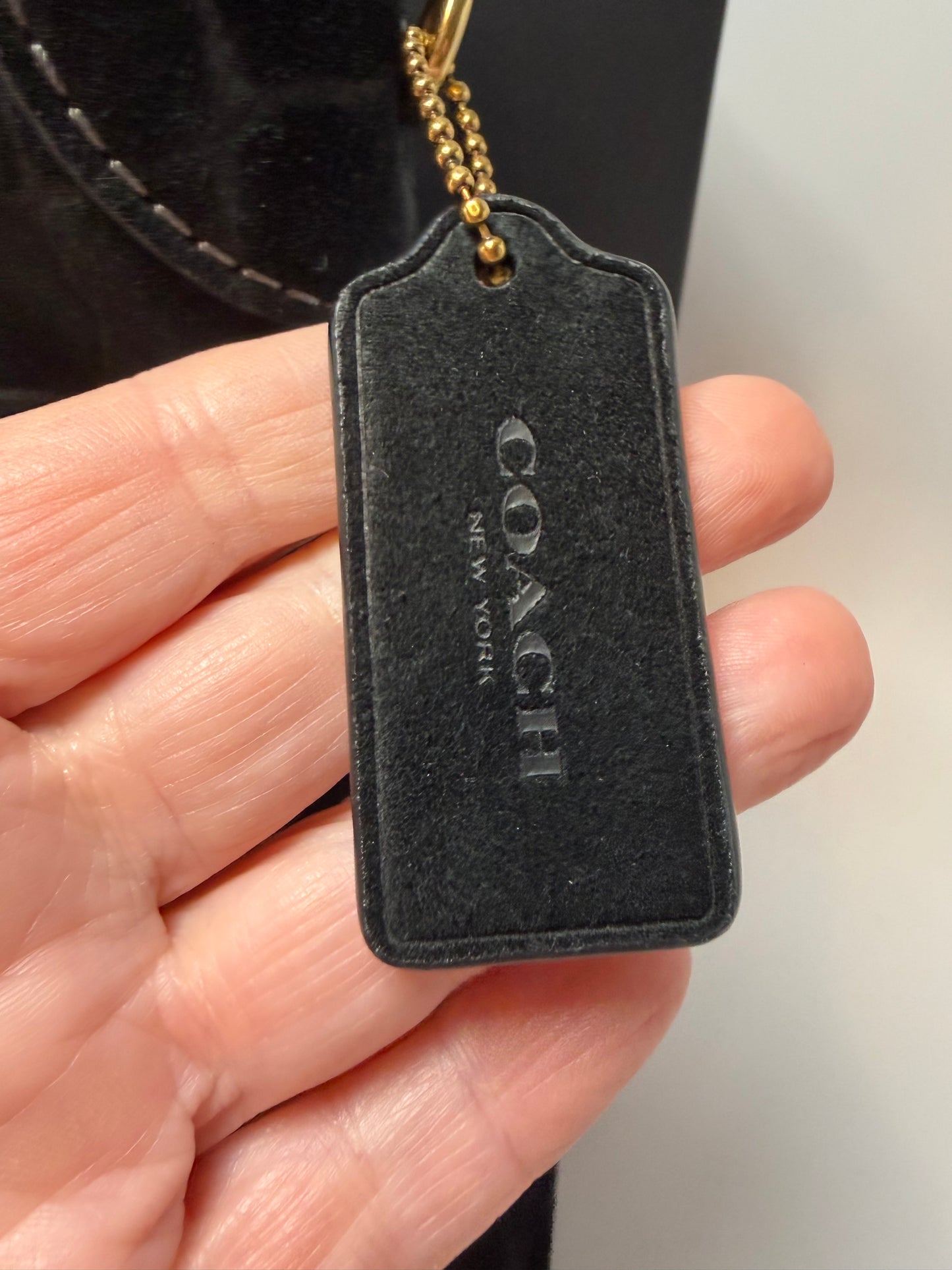 Coach Brooklyn 28 Black Suede Croc Embossed Shoulder Bag