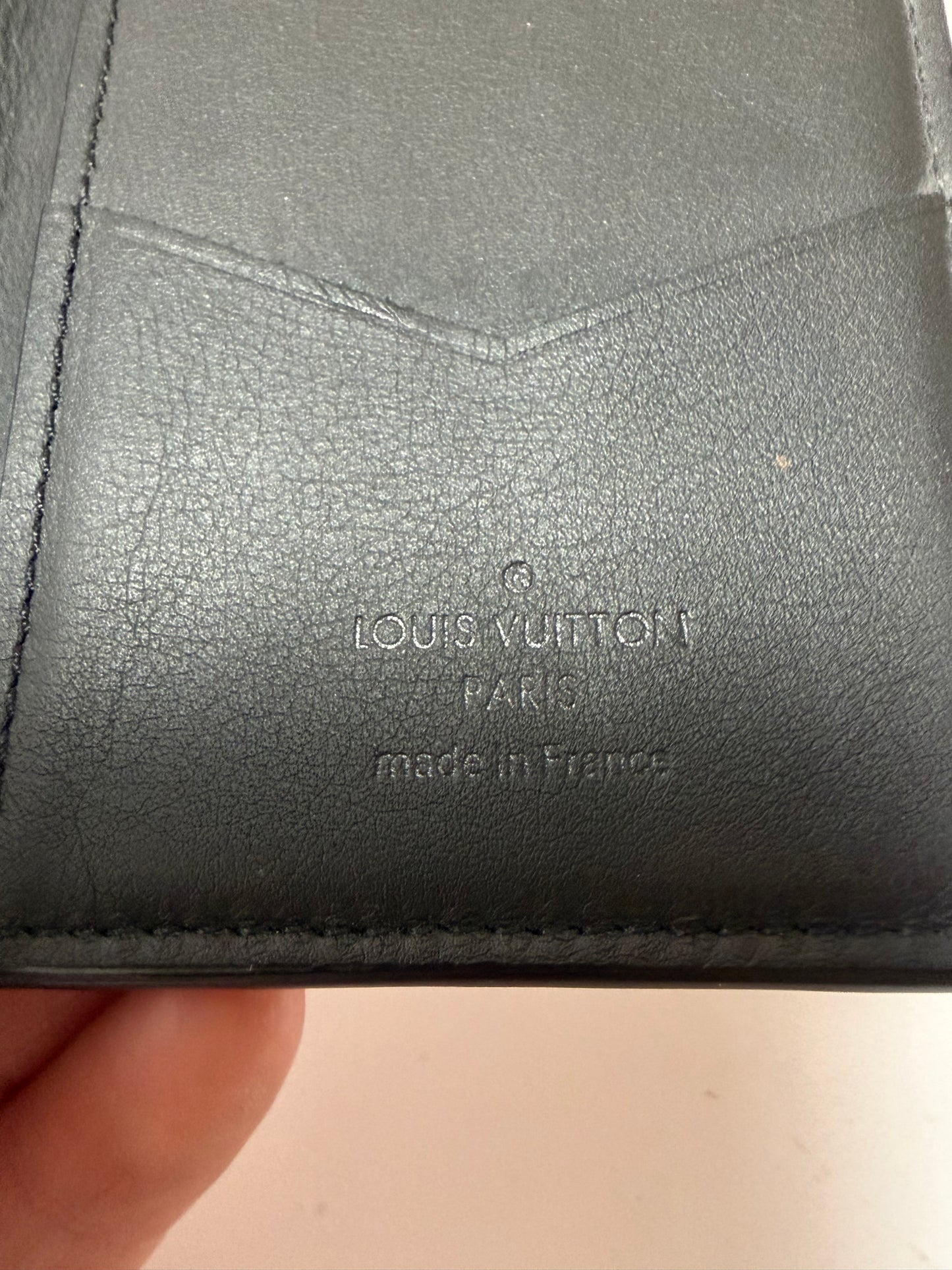 Louis Vuitton Pocket Organizer in Calfskin Shadow Leather Empriente Monogram w/COA, dust bag & box