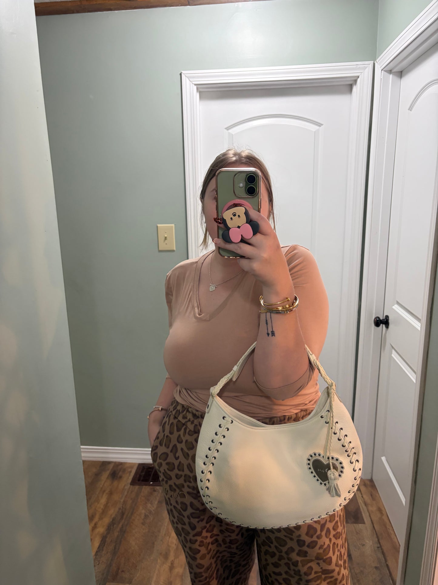 Christian Dior Y2K Cream Leather Hobo Bag with Charm & COA