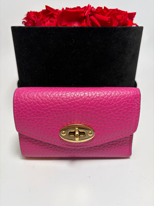 Mulberry Small Darley Hot Pink Pebbled Leather Turn Lock Wallet