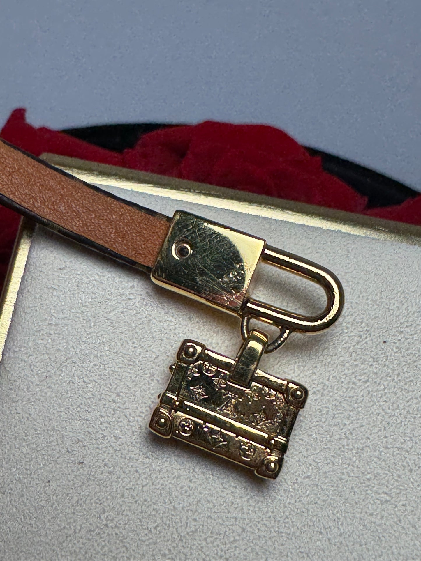 Louis Vuitton Petite Malle Trunk Bracelet Gold & Monogram w/Certificate of Authenticity