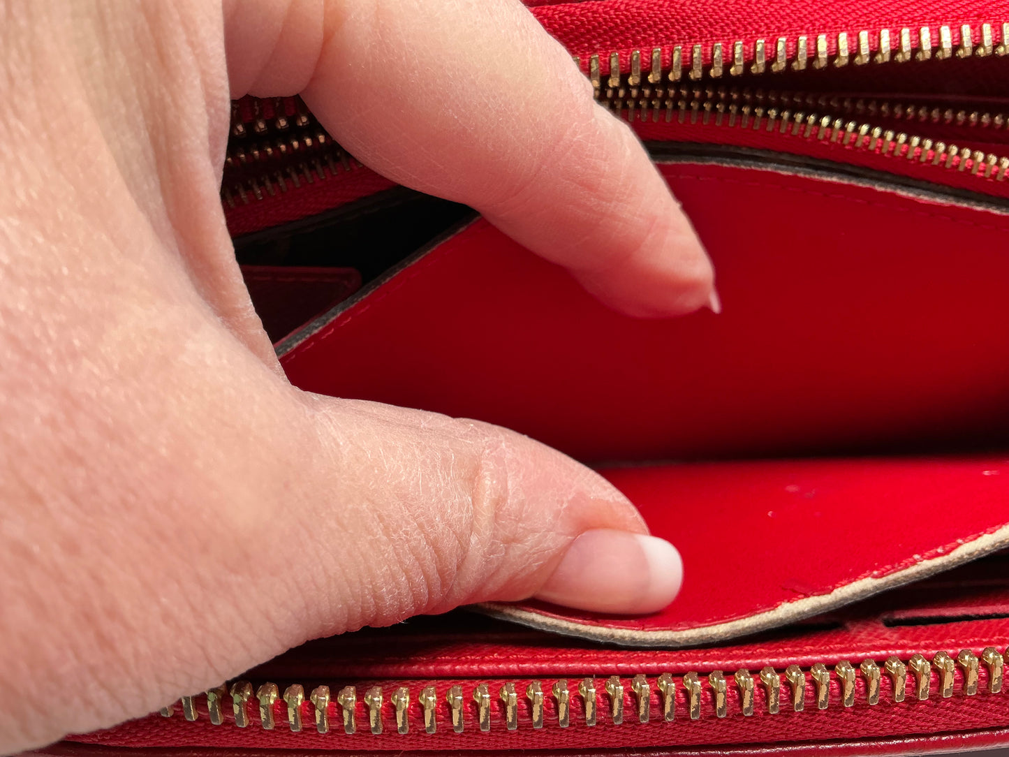 Louis Vuitton Retiro Monogram & Red Leather Wallet