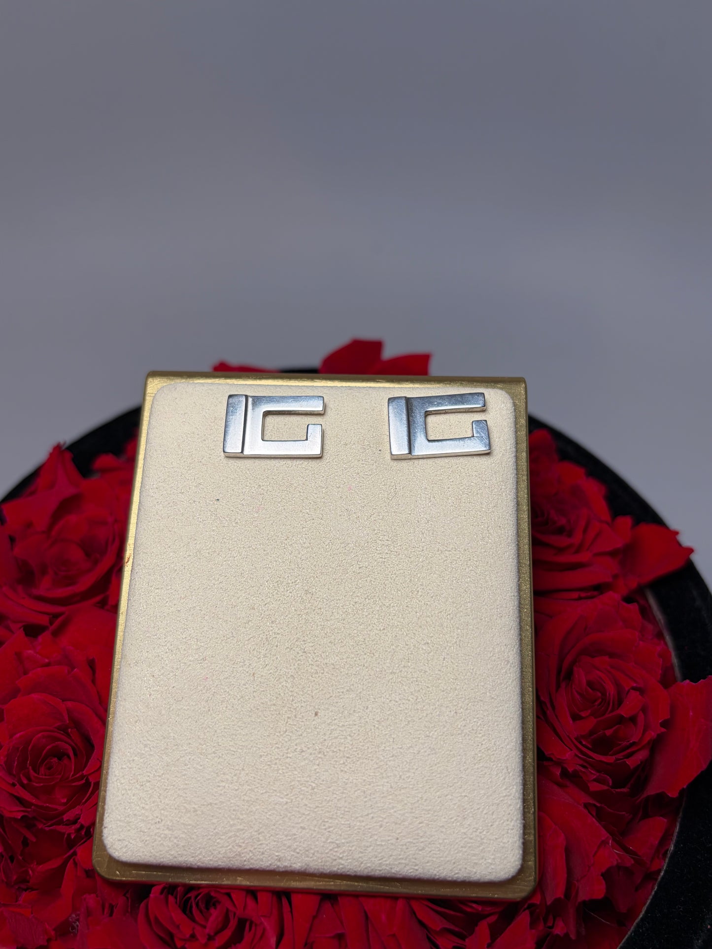 Gucci GG 925 Sterling Silver Stud Earrings with Dust Bag & COA