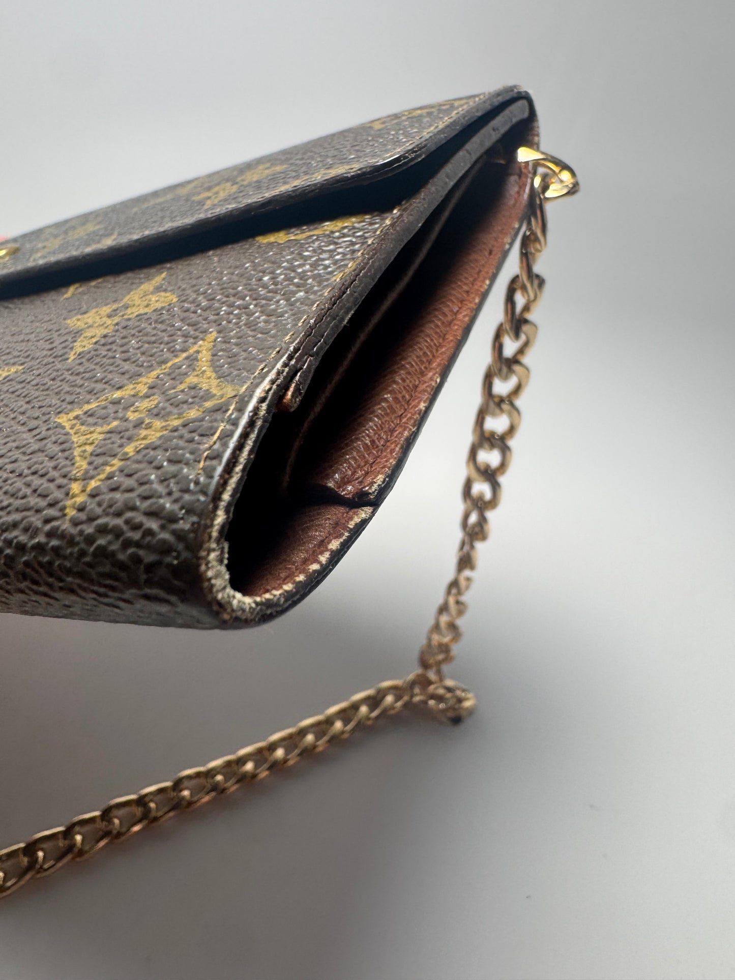 Louis Vuitton Porte Monnaie Tresor Wallet Monogram Wallet on Chain- Made in USA 1995
