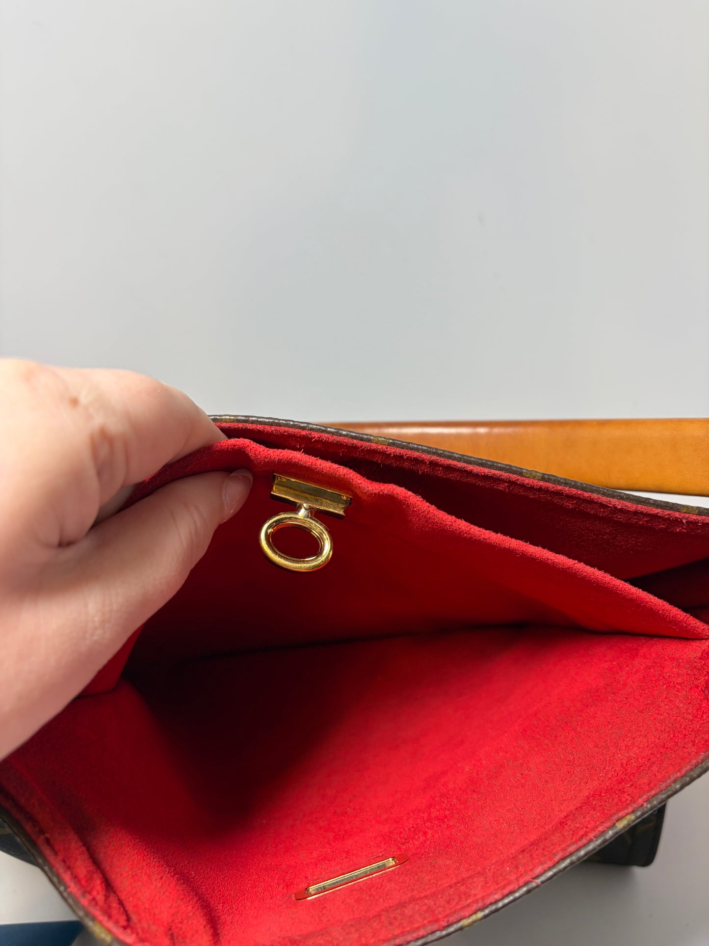 Louis Vuitton Gaia Brown Monogram Shoulder Bag w/Red Leather