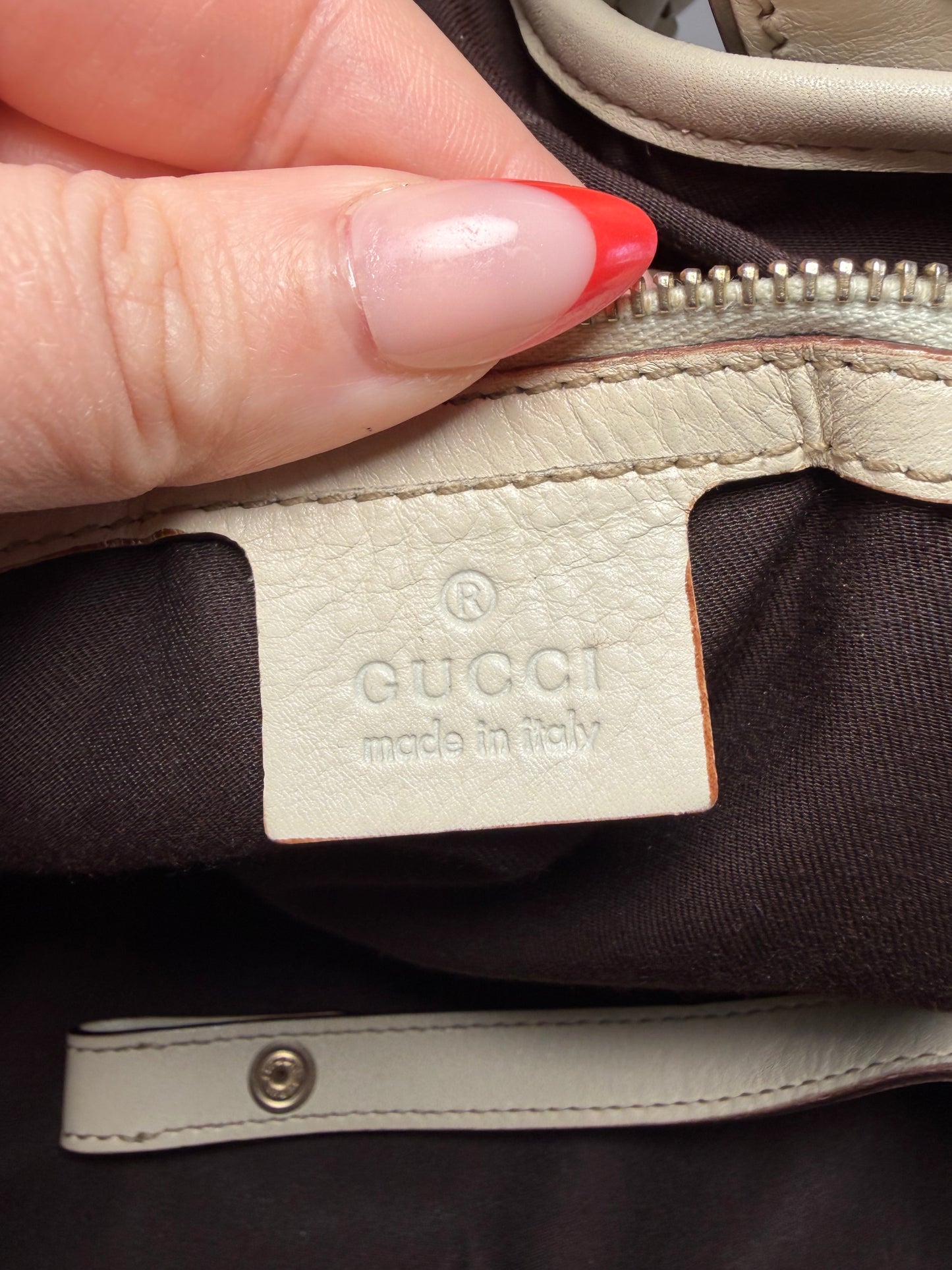 Gucci Pelham Shoulder Bag Ivory Leather w/Braided Handle