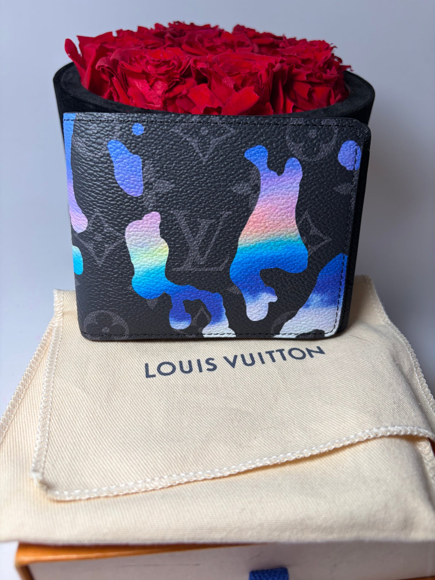 Louis Vuitton Sunrise Monogram Eclipse Bifold Wallet Full Set with Box, Dust Bag & COA- Like New