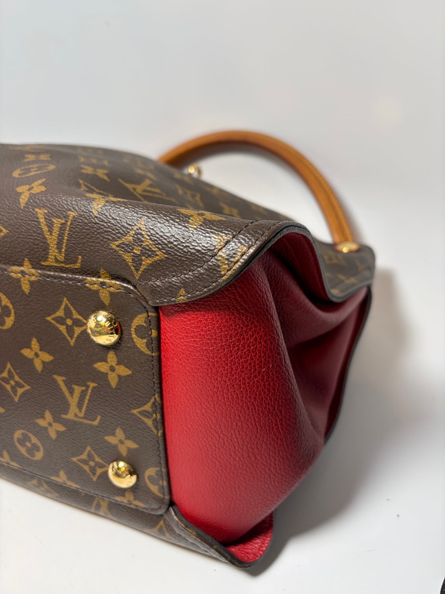 Louis Vuitton Gaia Brown Monogram Shoulder Bag w/Red Leather