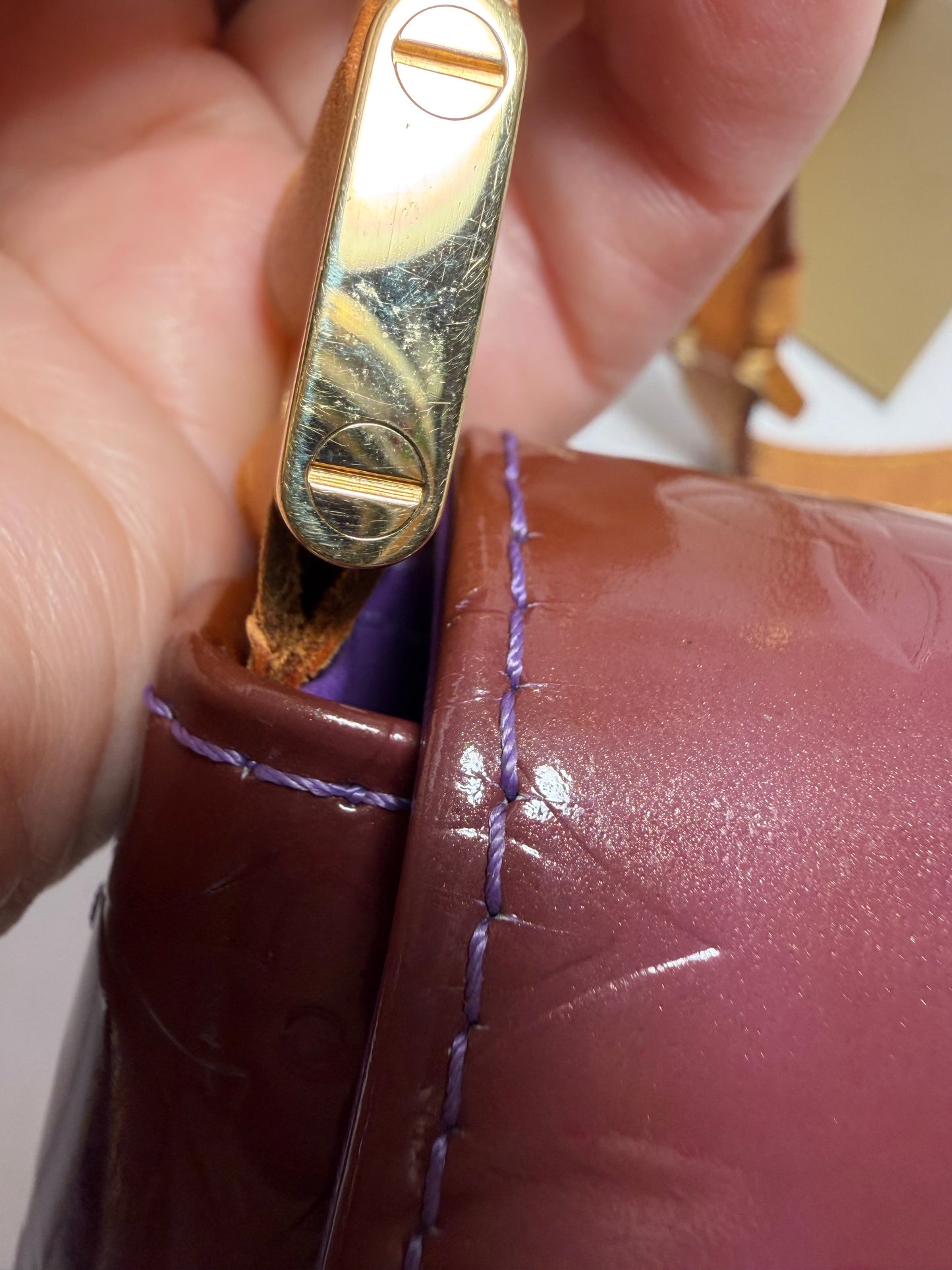 Louis Vuitton Thompson Street Purple Vernis Leather Monogram Shoulder Bag with Purple leather interior