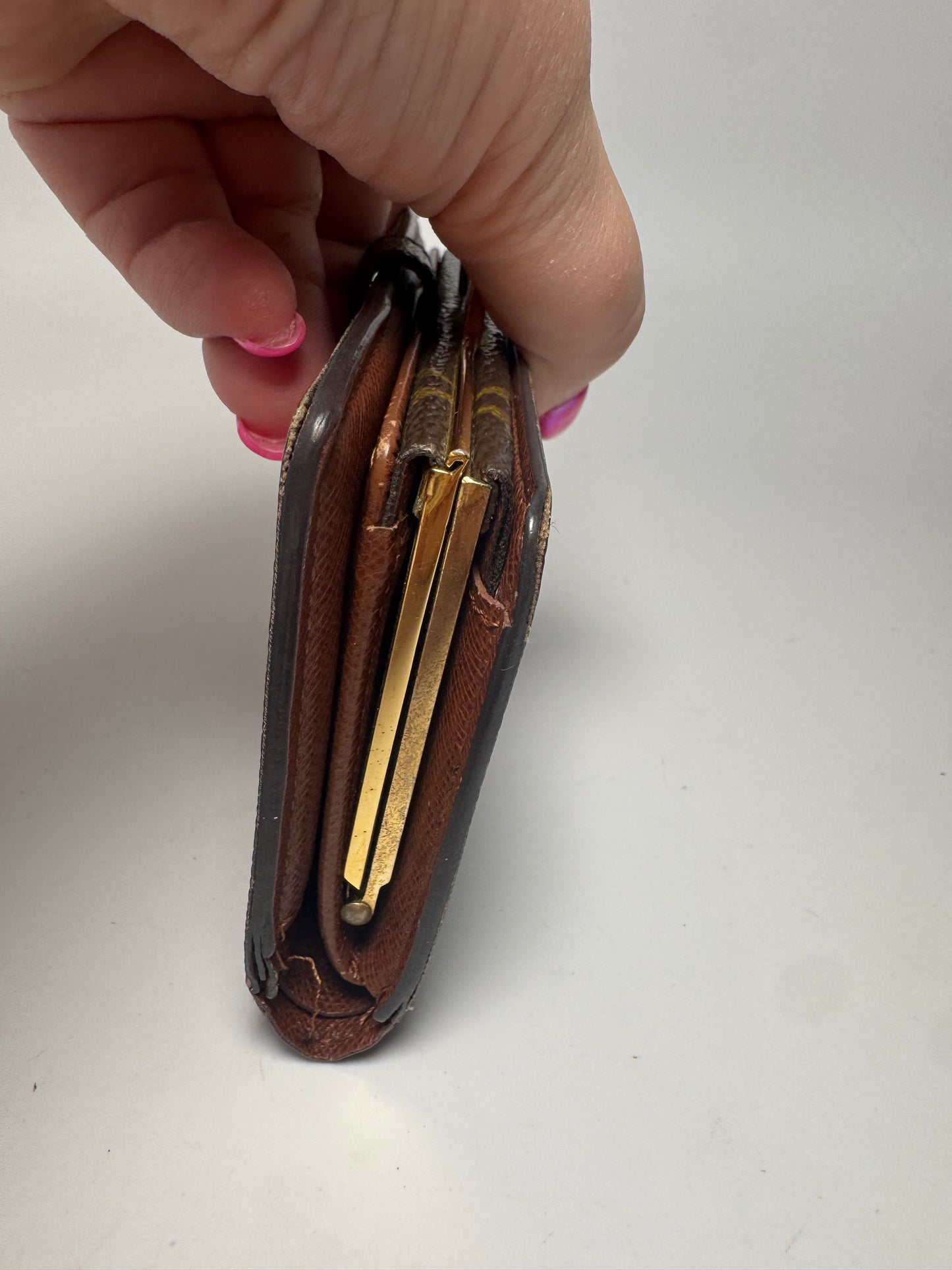 Louis Vuitton French Purse Kiss Lock Monogram Wallet-Fair Condition