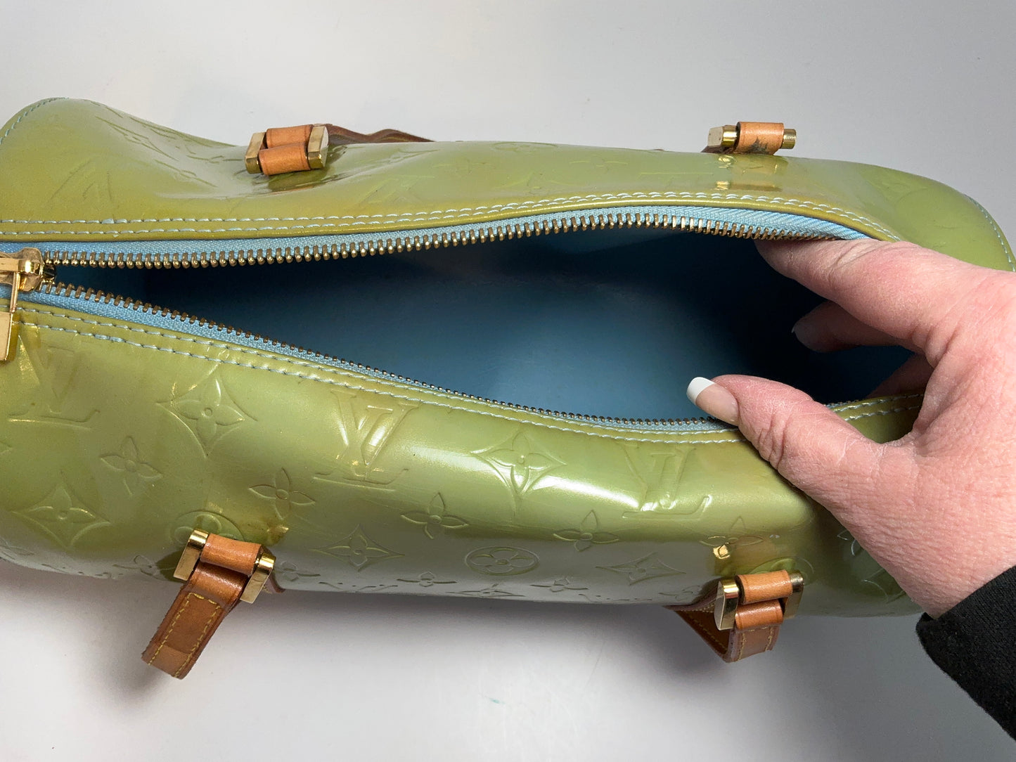 Louis Vuitton Vernis Green Monogram Papillon Bedford Bag w/Vachetta Leather
