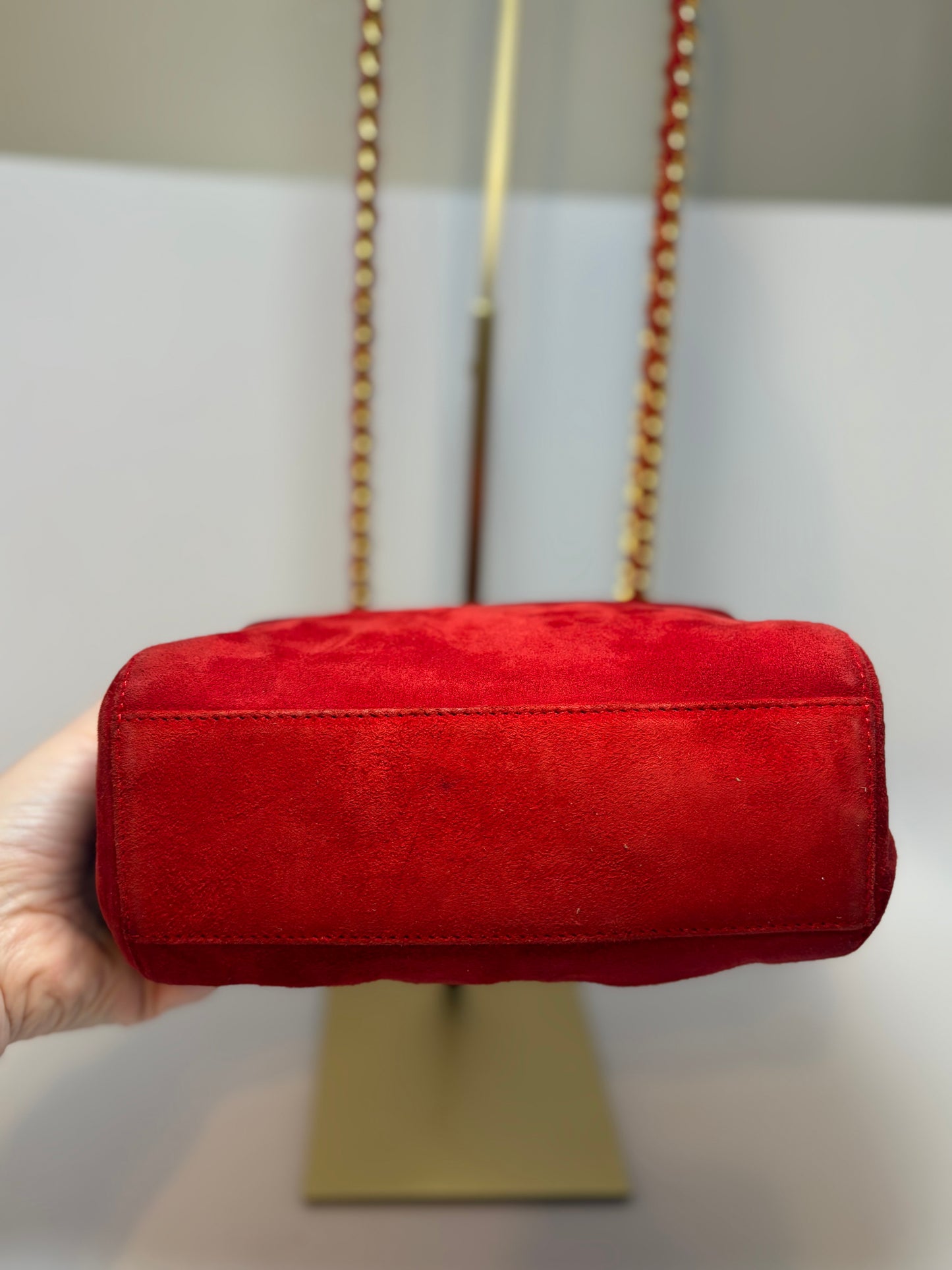 Prada Red Suede Chain Shoulder Bag