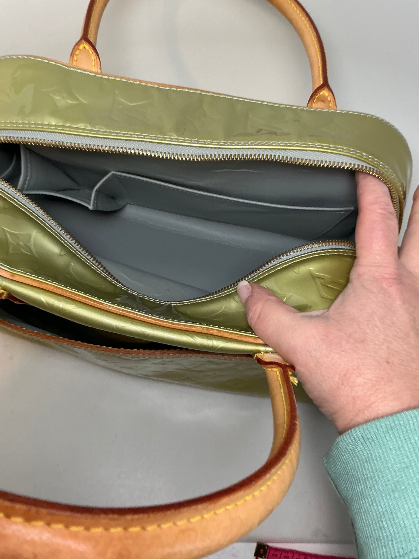 Louis Vuitton Monogram Green Vernis Tompkins Square Bag