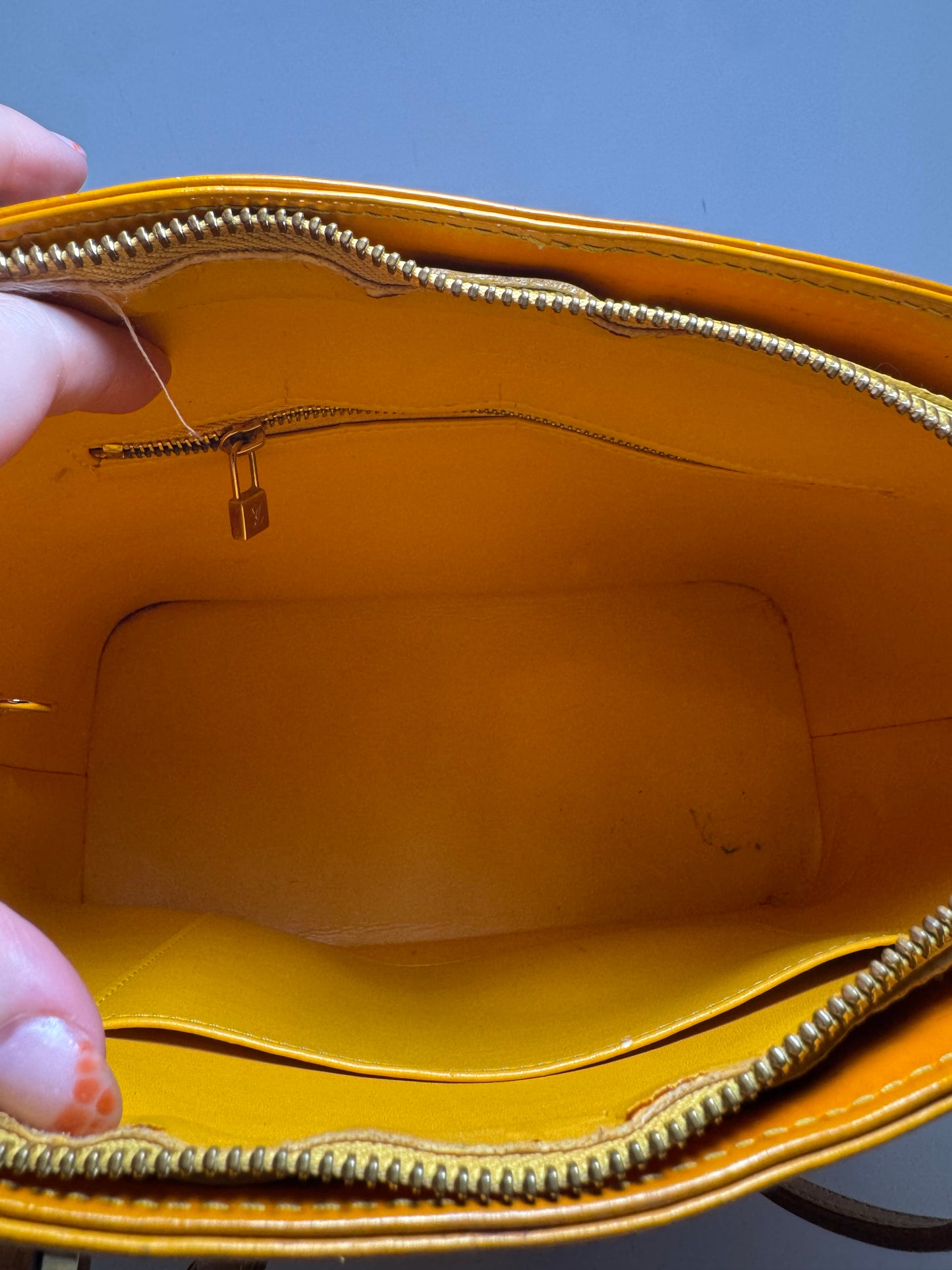 Louis Vuitton Sunset Orange Vernis Monogram Houston Tote