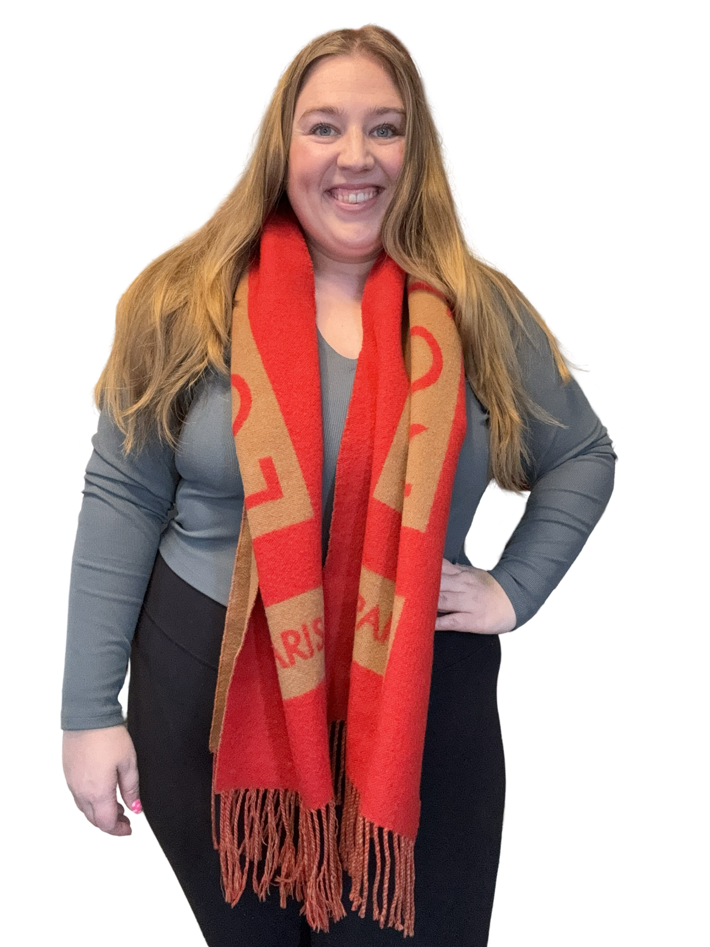 Louis Vuitton Red & Camel Double-Sided 100% Cashmere Winter Scarf Luxury Fashion