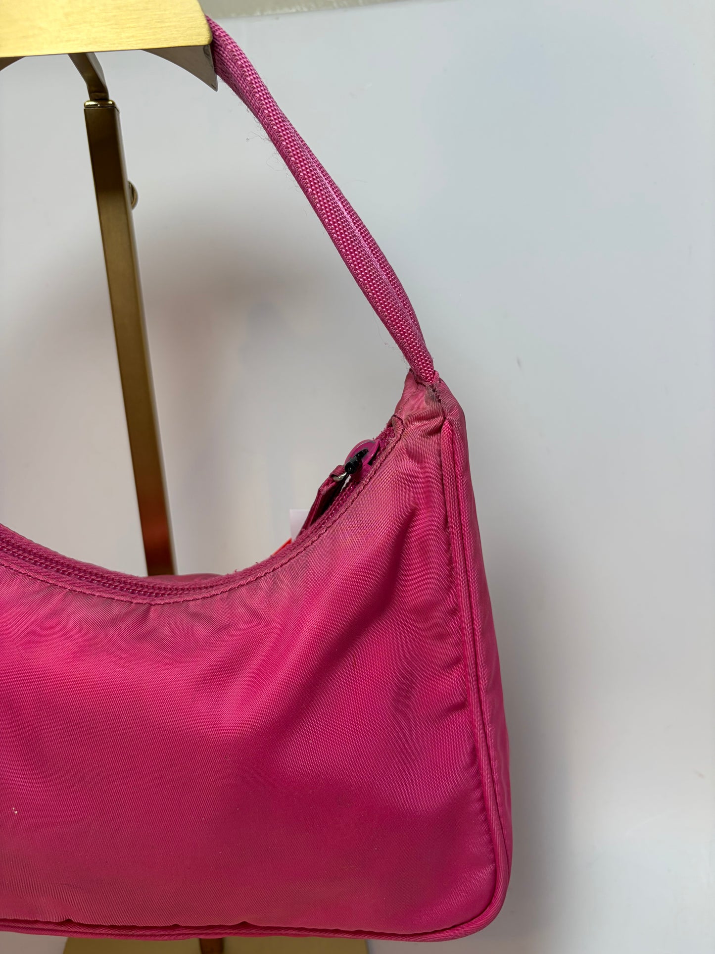 Prada Hot Pink Nylon Hobo Tessuto Mini Hand Bag