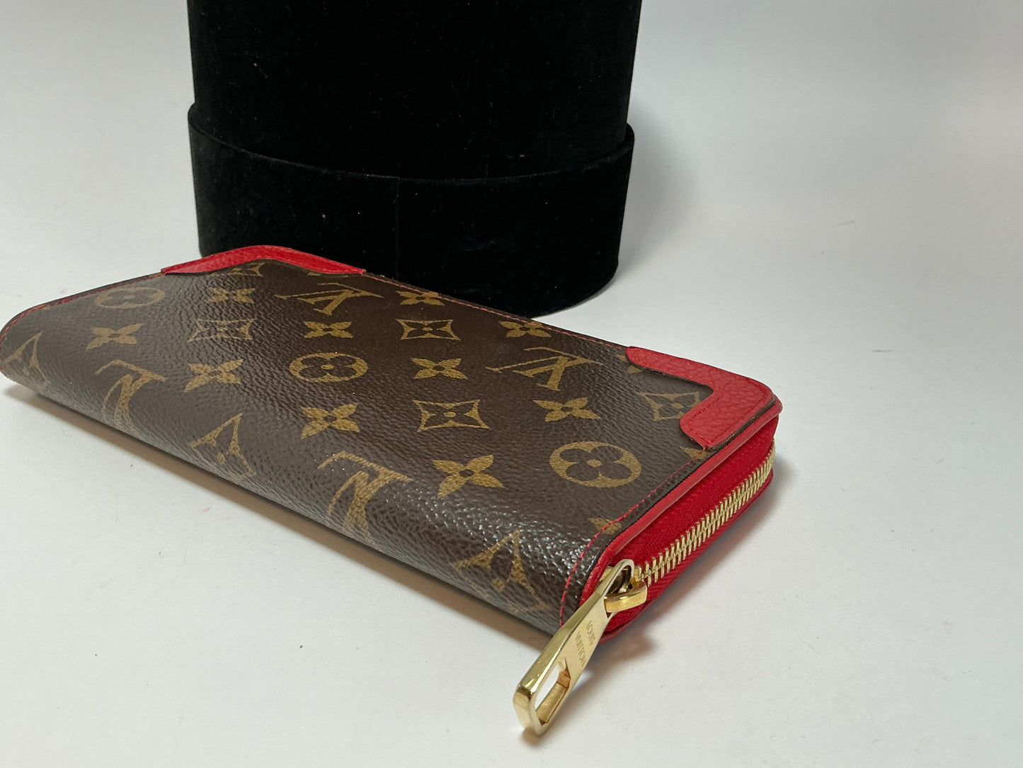 Louis Vuitton Retiro Monogram & Red Leather Wallet