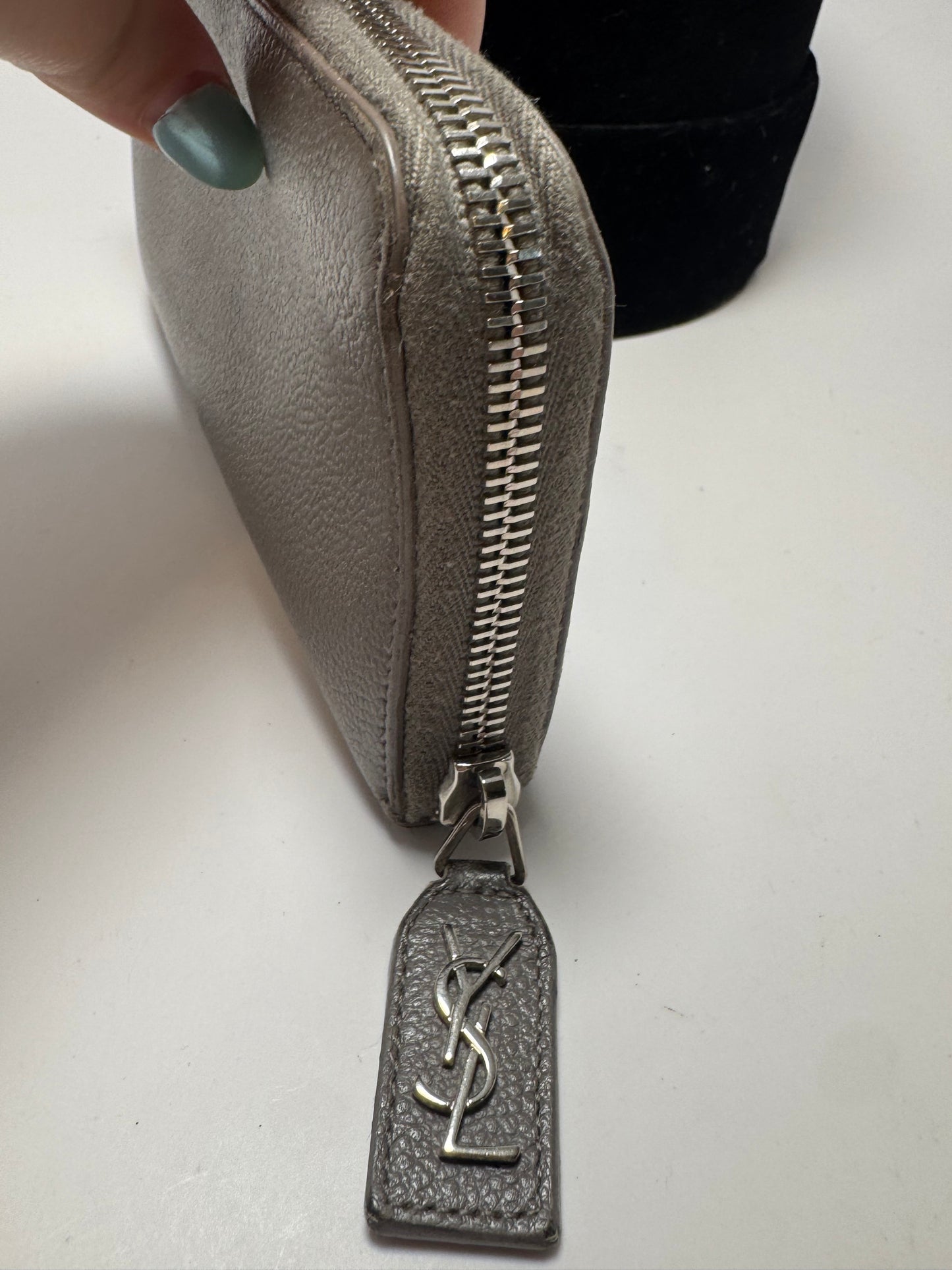 Saint Laurent Grained Calf Skin Rive Gauche Zip Around Wallet