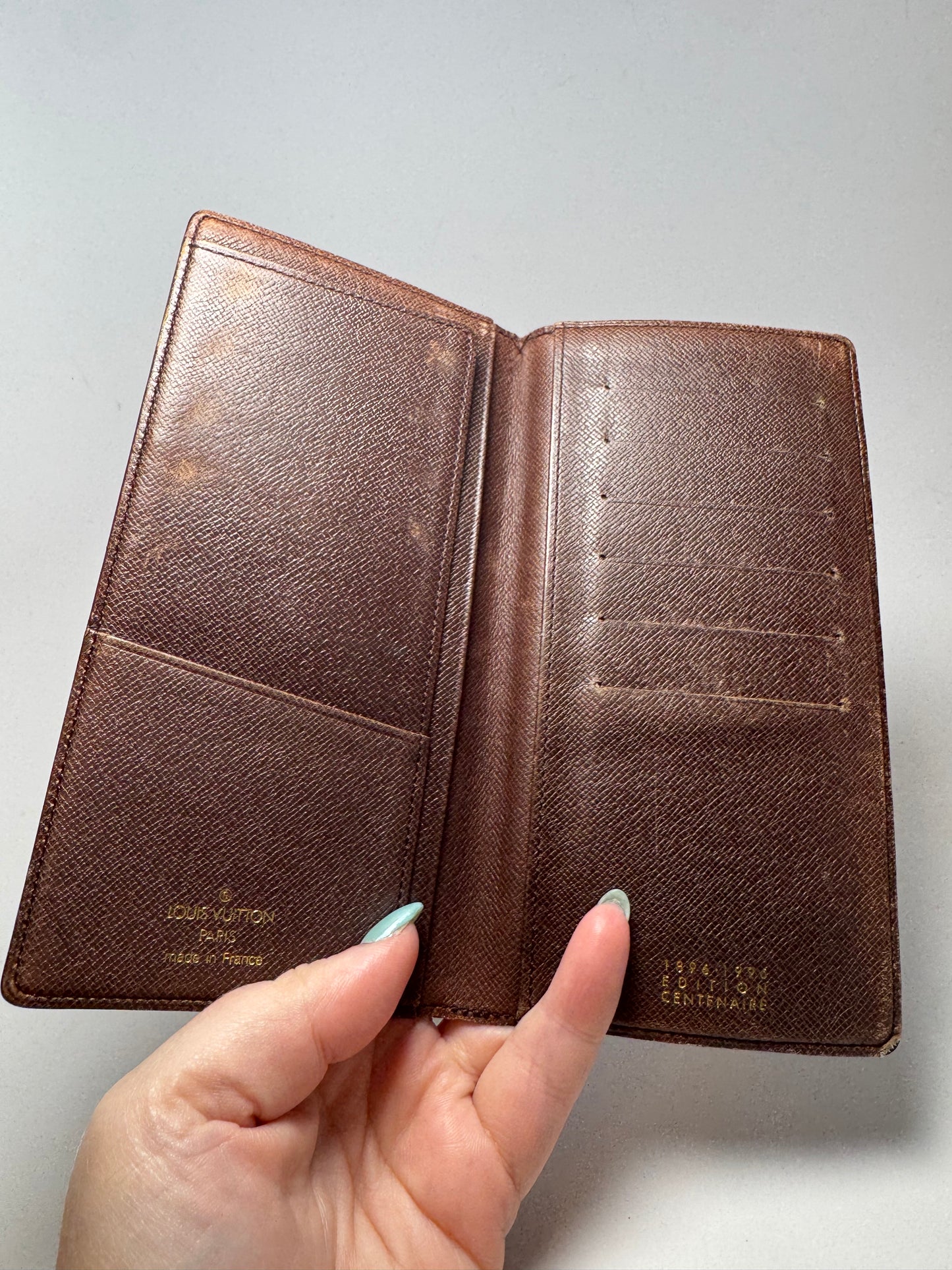 Louis Vuitton Damier Ebene Porte Valeurs Wallet/Passport Cover- Fair Condition Centenaire Edition