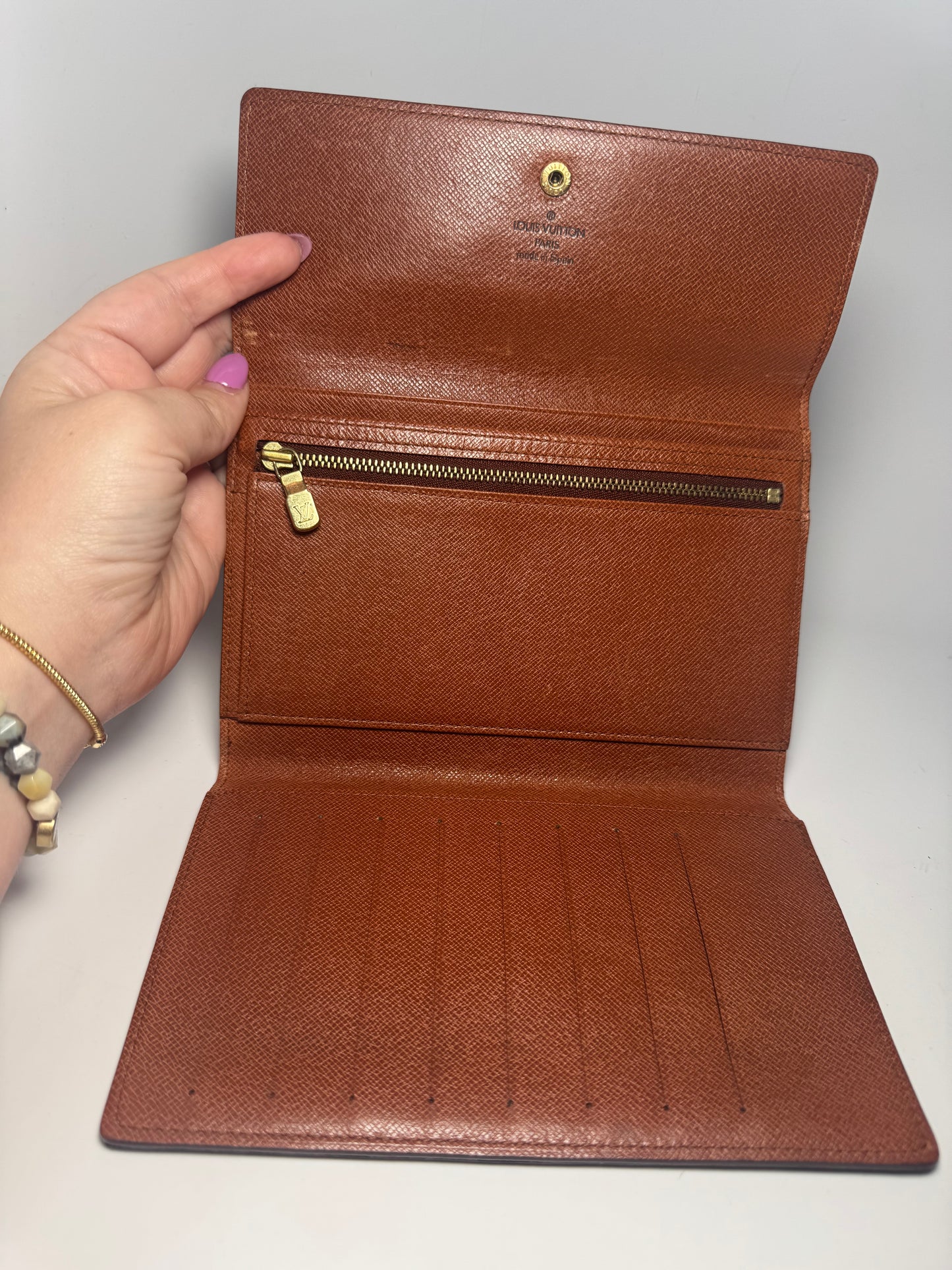 Louis Vuitton Trifold Pochette Passport Holder Monogram Wallet on Chain