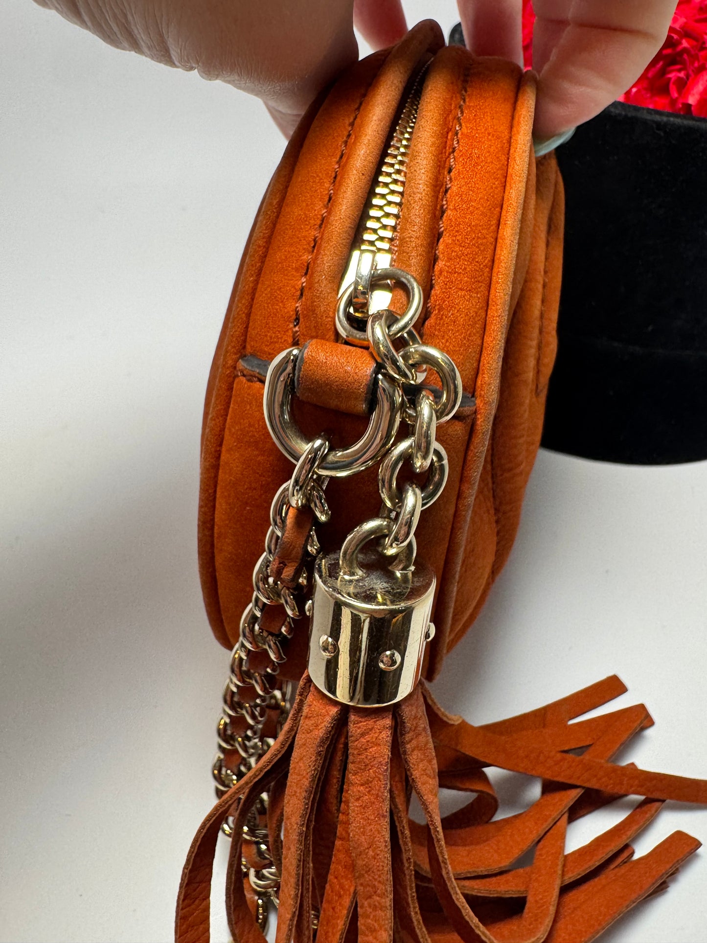 Gucci Vitello Mini Nubuck SoHo Burnt Orange Crossbody/Shoulder Bag